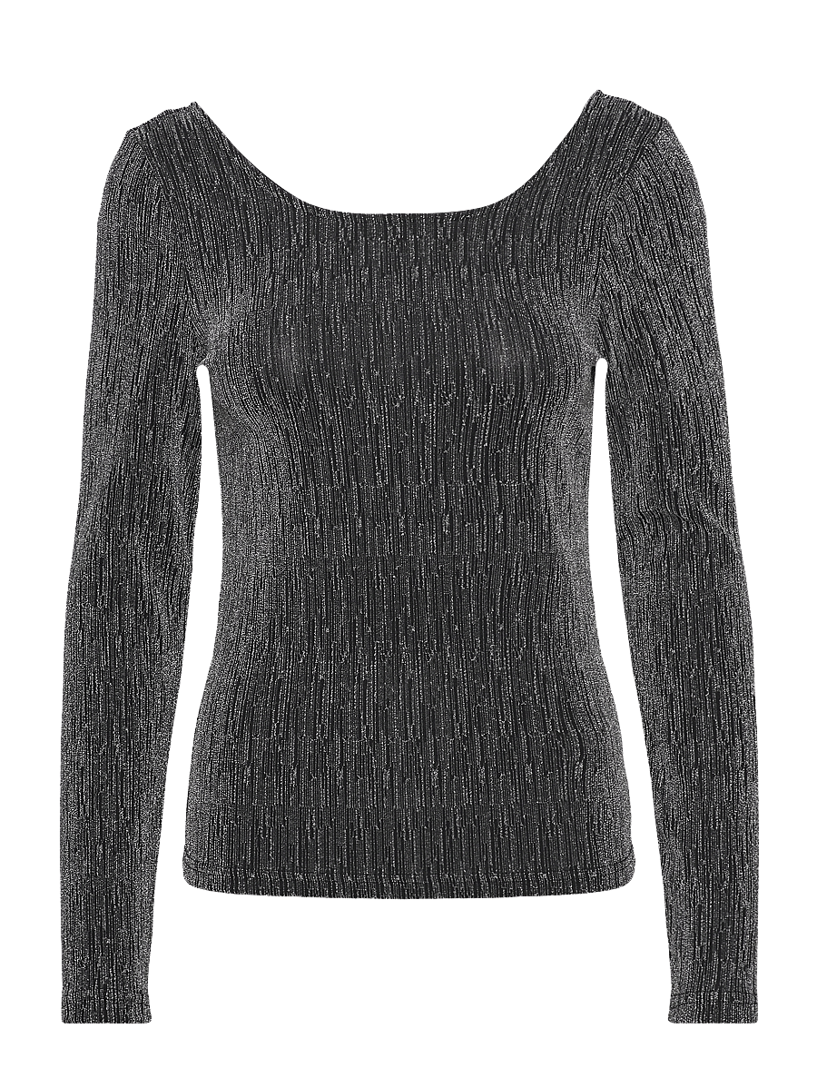 Selected - SLFANITA LS LOW BACK TOP - pikkade varrukatega topid - black - 1