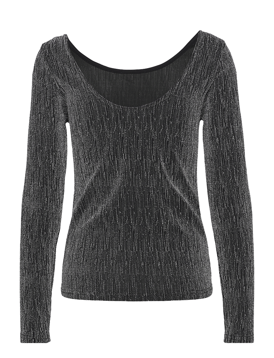 Selected - SLFANITA LS LOW BACK TOP - pikkade varrukatega topid - black - 2
