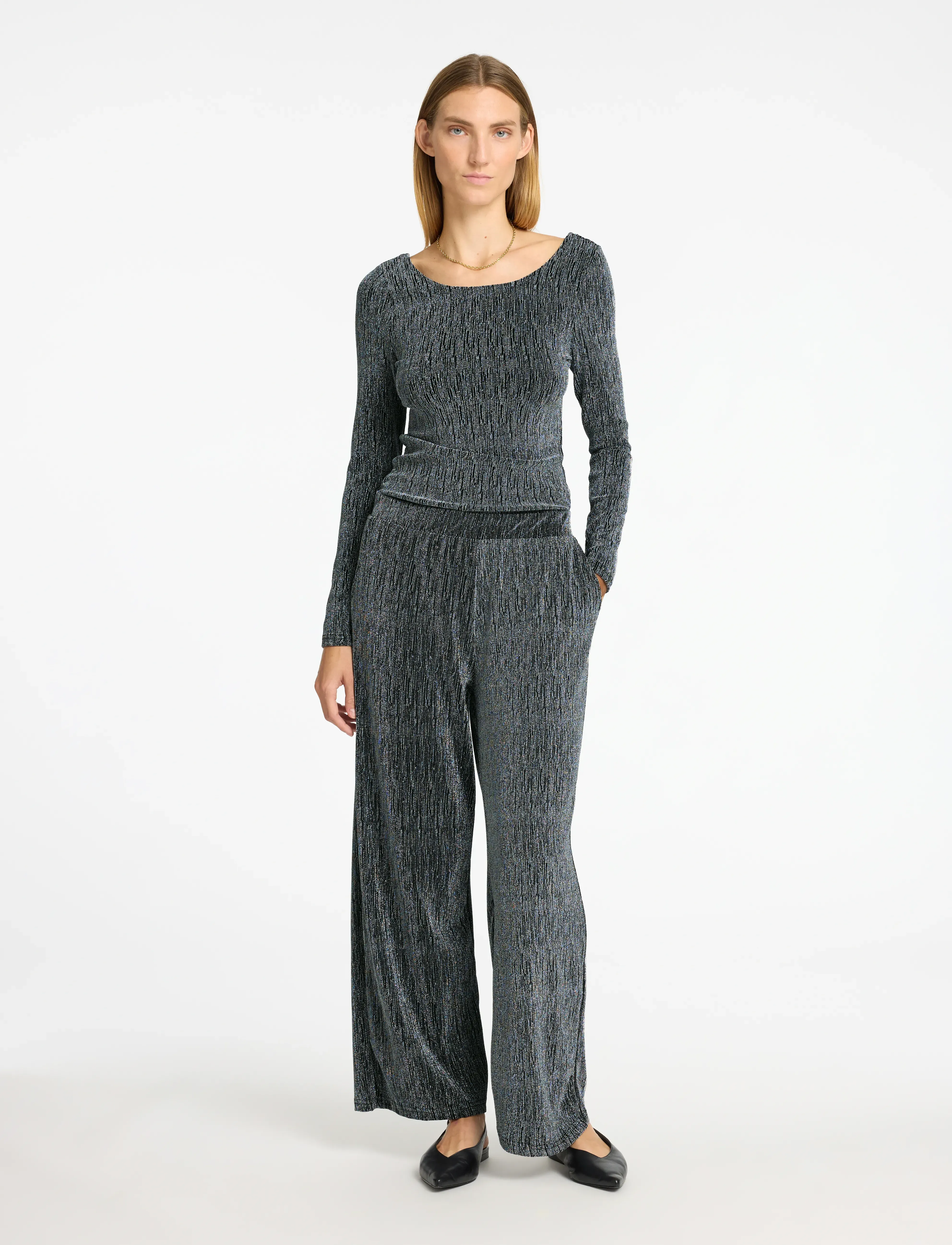 Selected - SLFANITA LS LOW BACK TOP - langärmlige tops - black - 4