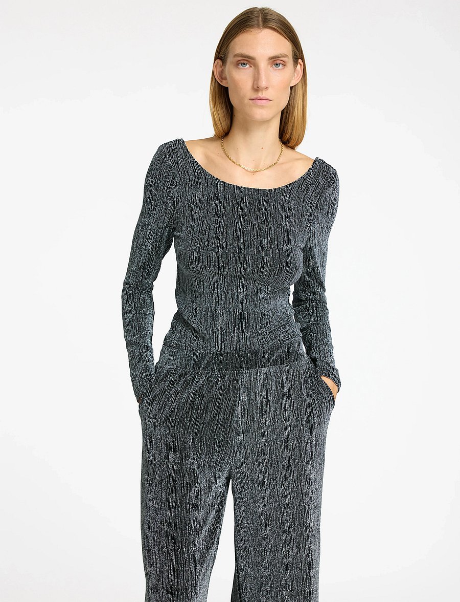 Selected - SLFANITA LS LOW BACK TOP - pikkade varrukatega topid - black - 5
