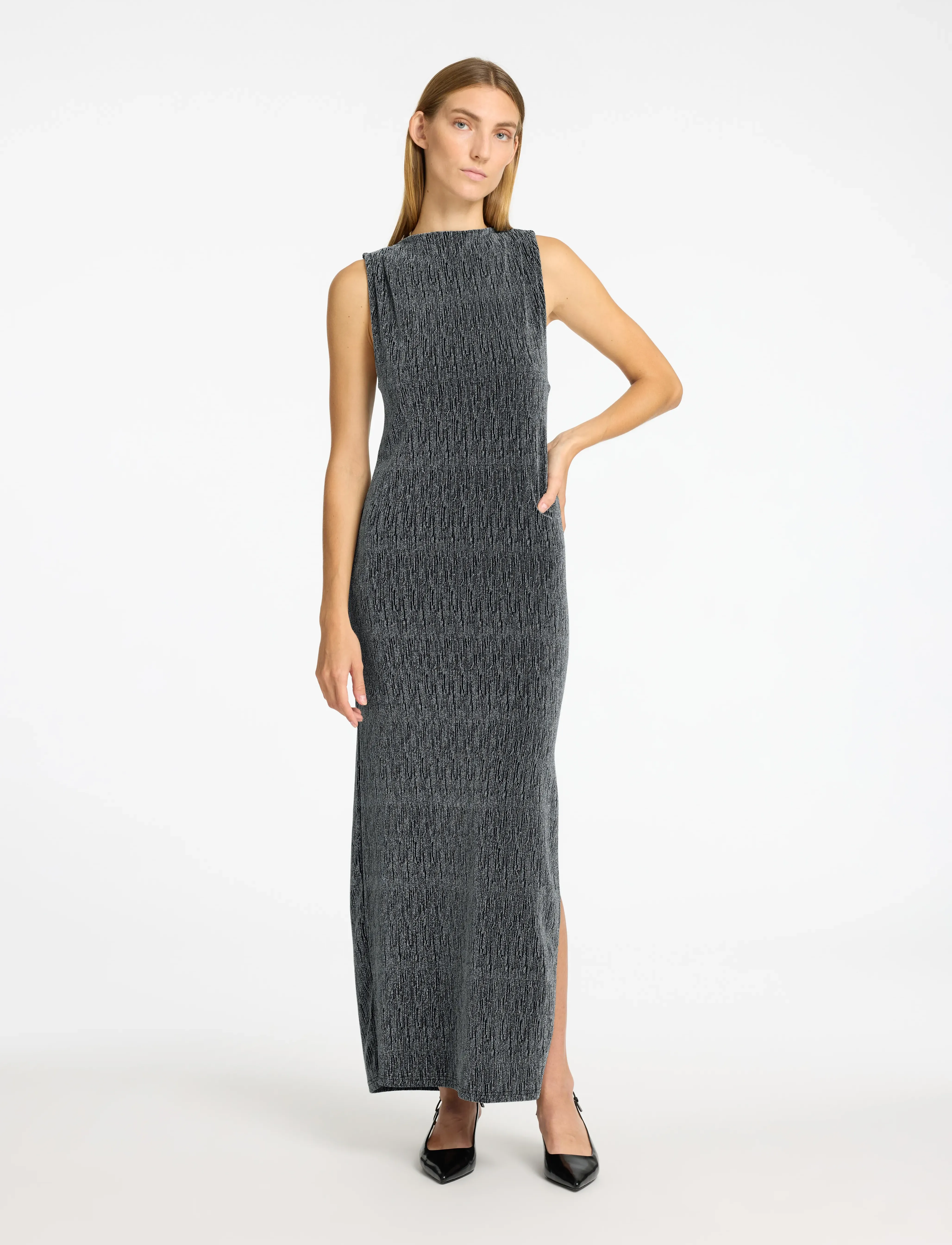 Selected - SLFANITA TWISTED ANKLE DRESS - midi-kleider - black - 3
