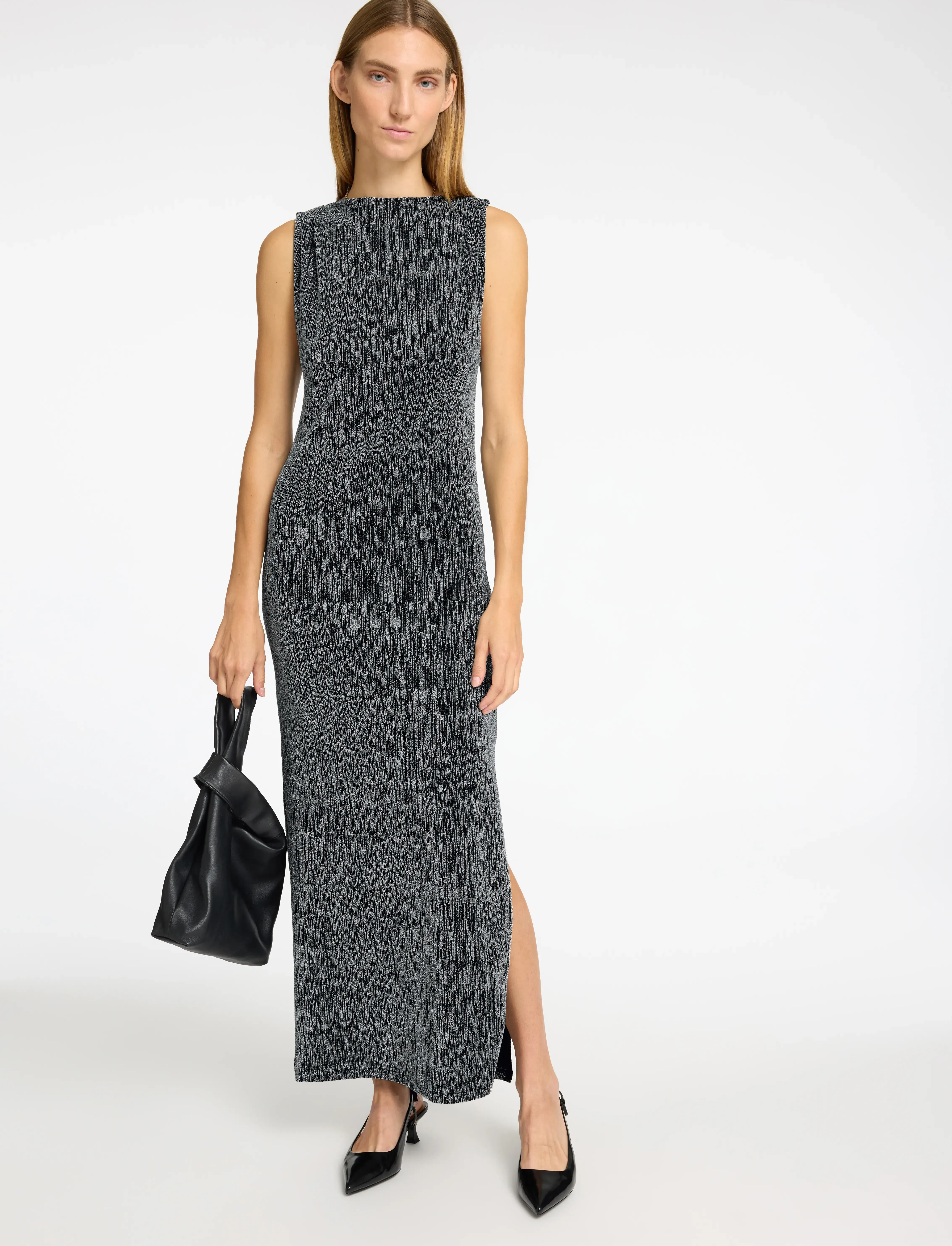 Selected - SLFANITA TWISTED ANKLE DRESS - midi-kleider - black - 4