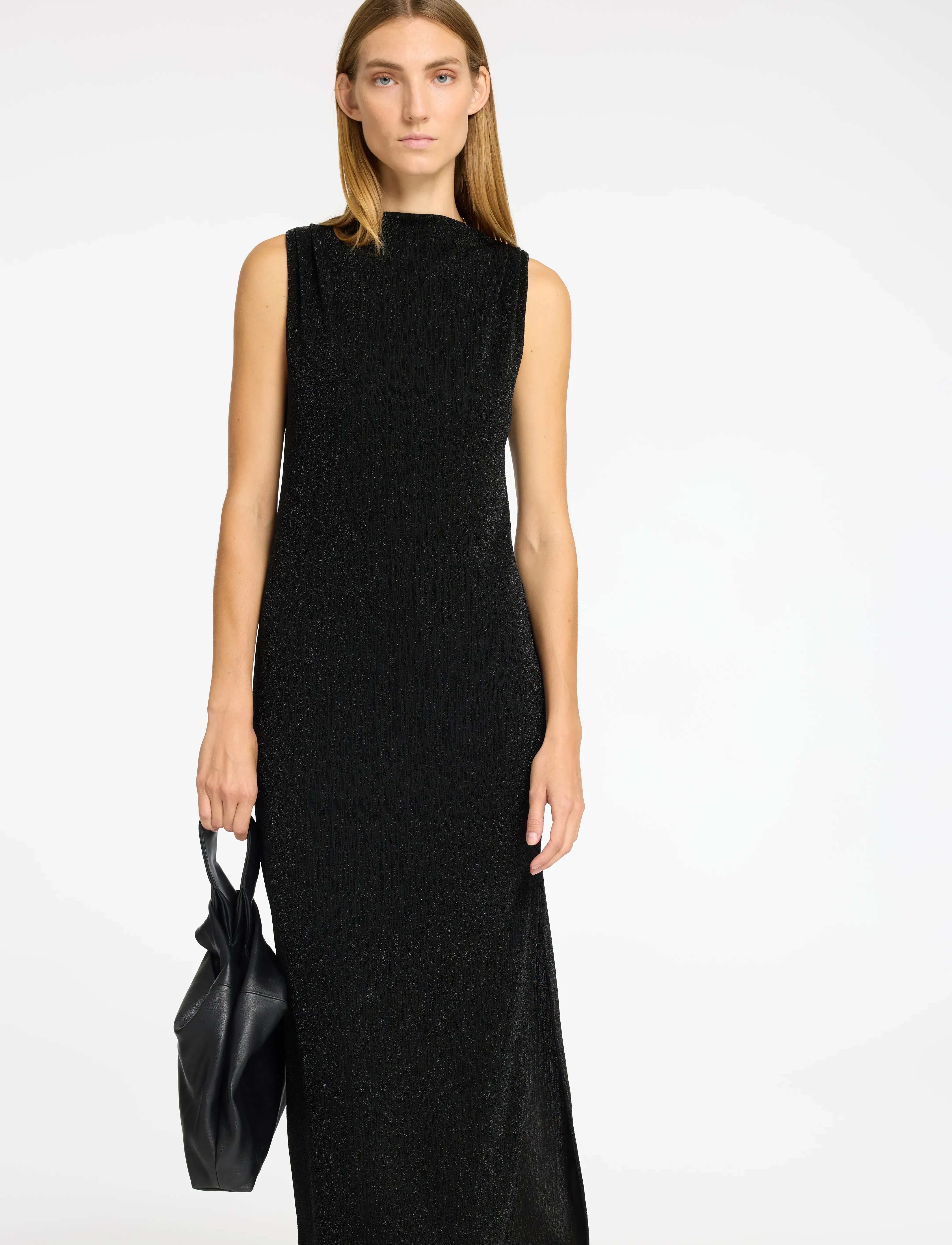 Selected - SLFANITA TWISTED ANKLE DRESS - aftenkjoler - black - 5