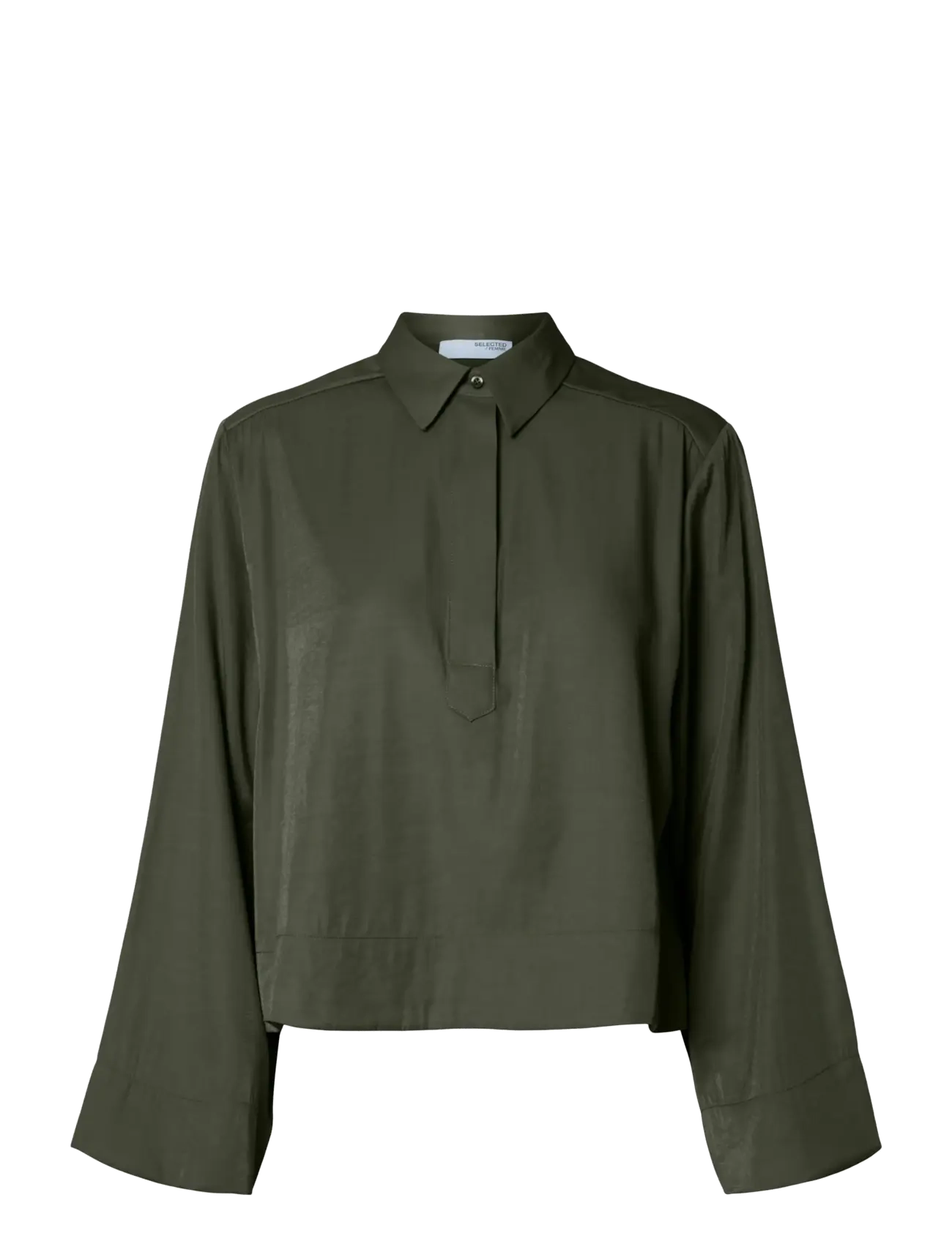 Selected SLFJEAN LS CROPPED SHIRT B - Bluser & Skjorter - DEEP DEPTHS / green