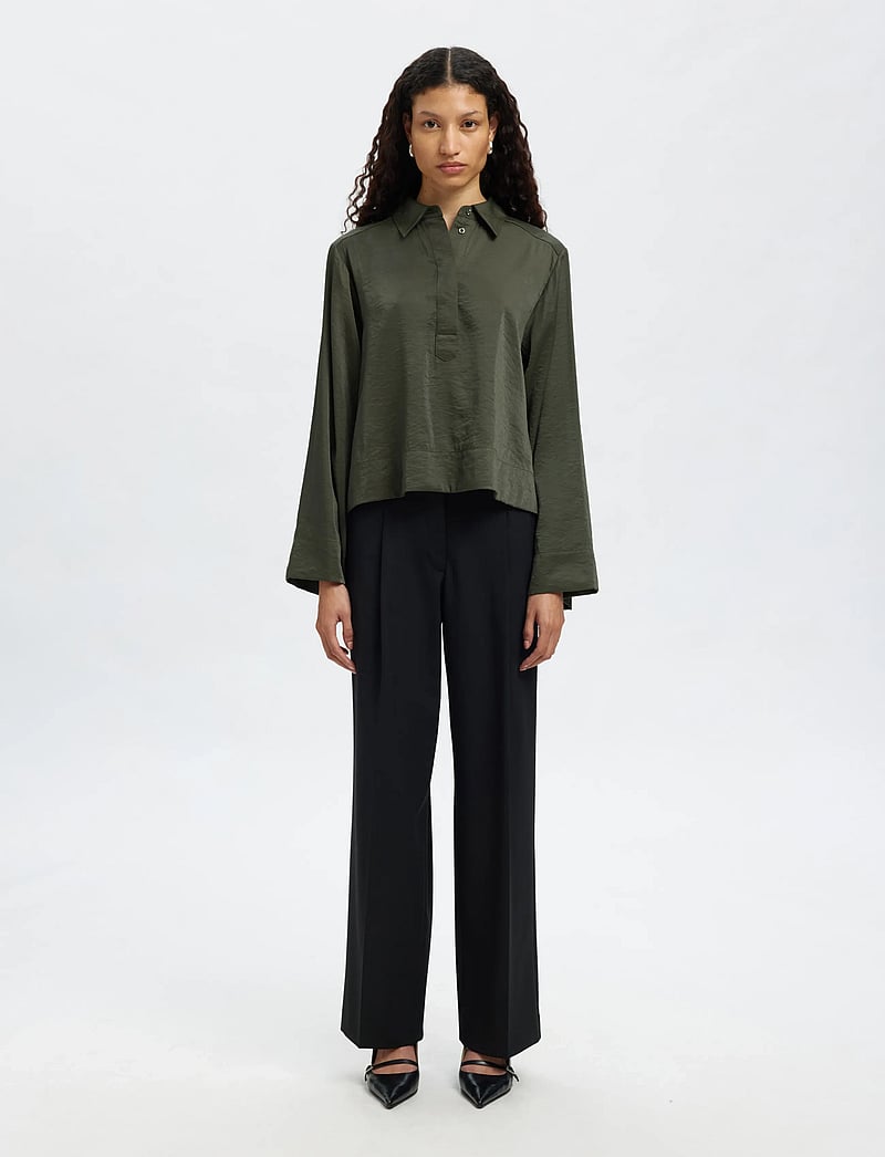 Selected - SLFJEAN LS CROPPED SHIRT B - langærmede skjorter - deep depths - 4