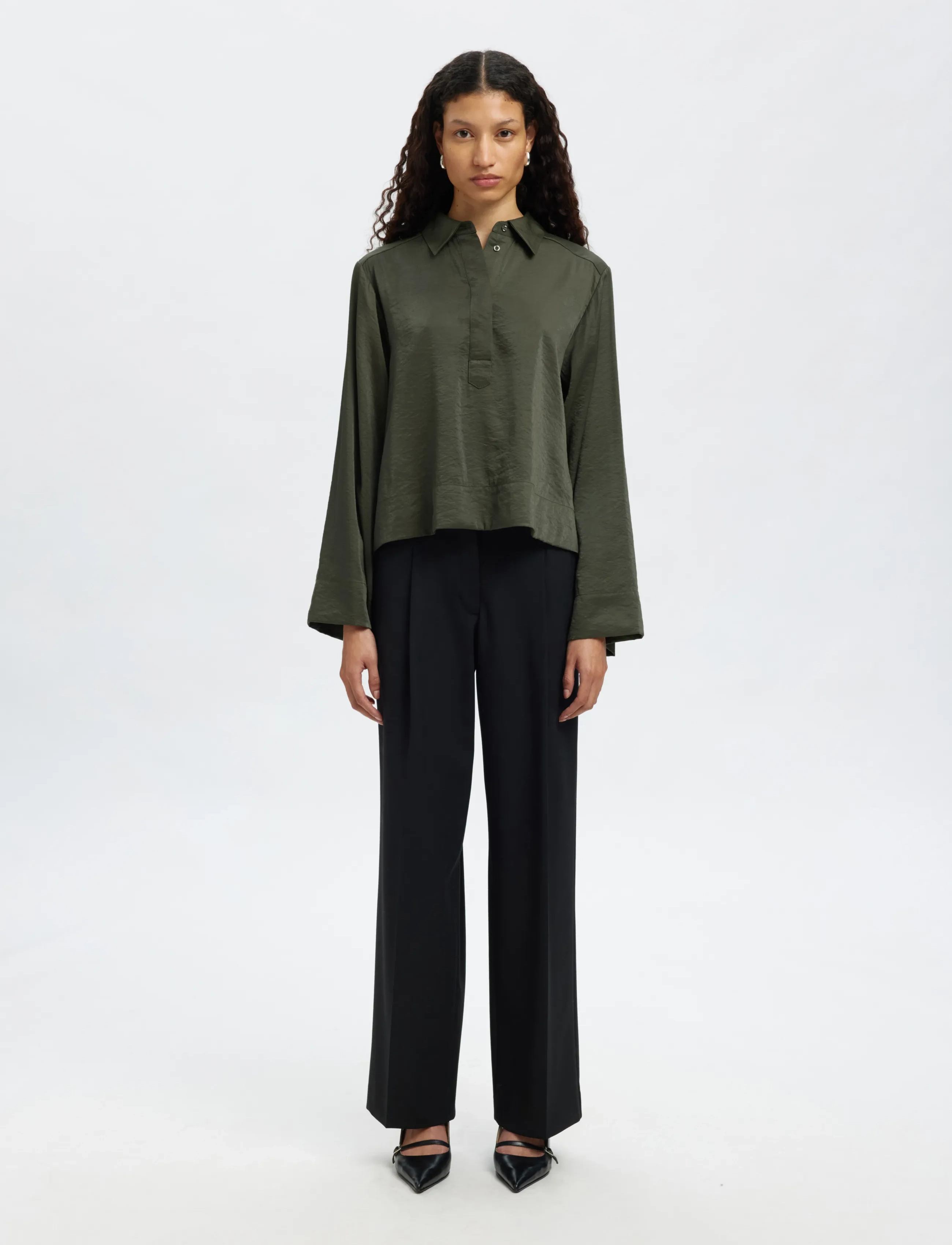Selected - SLFJEAN LS CROPPED SHIRT B - pikkade varrukatega särgid - deep depths - 4