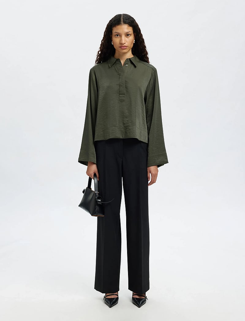 Selected - SLFJEAN LS CROPPED SHIRT B - langærmede skjorter - deep depths - 5