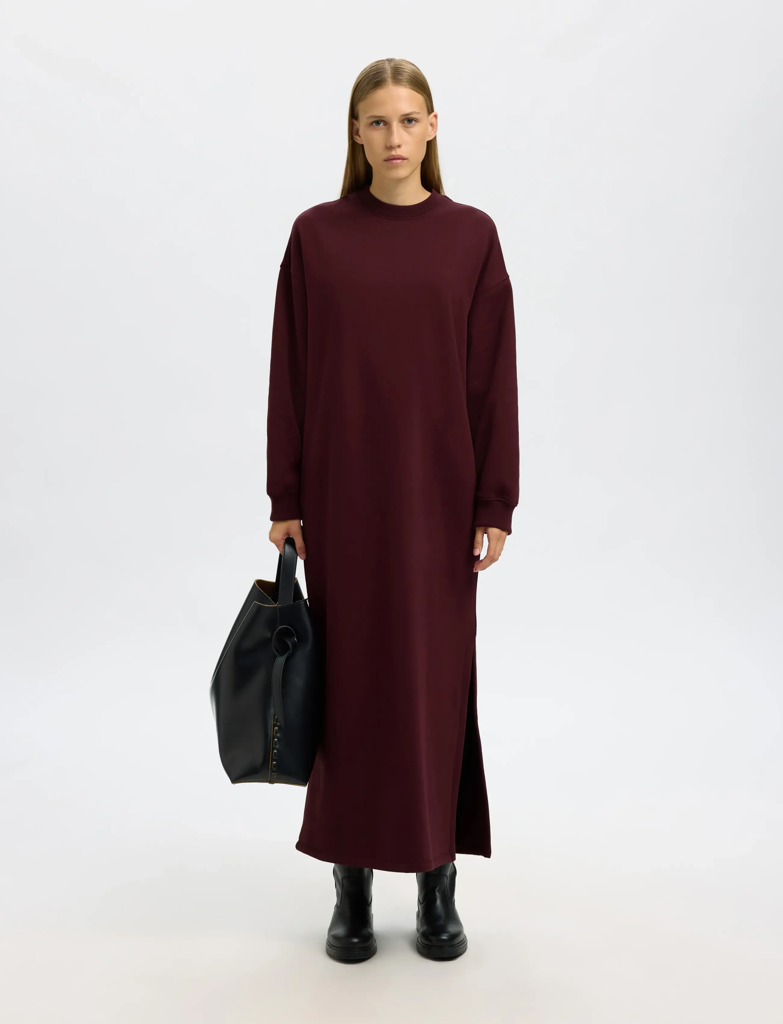 Selected SLFGIA LS ANKLE DRESS - Riided - FIG / burgundy