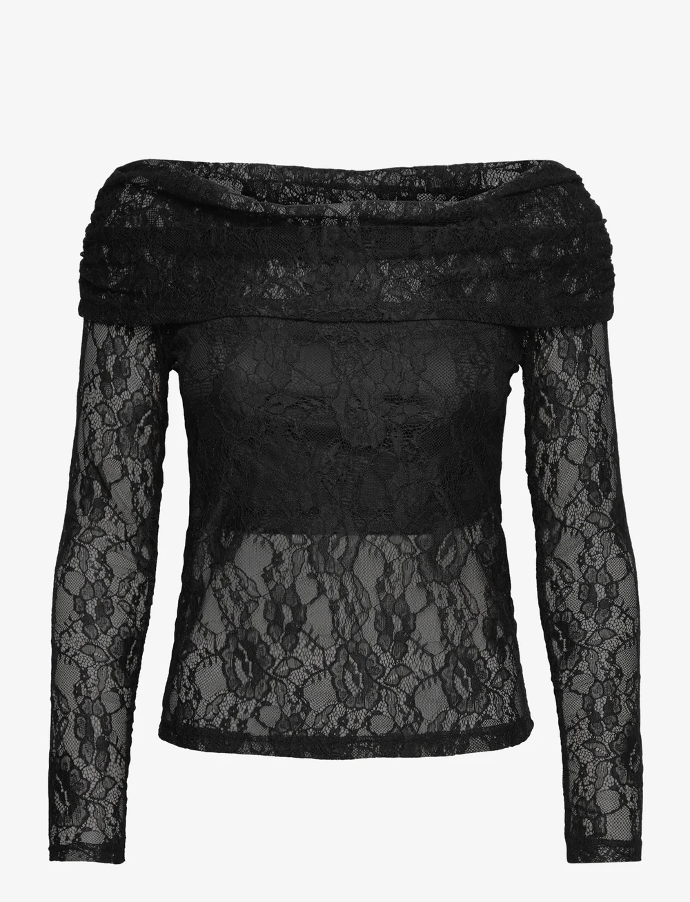 Selected - SLFMISTA LS OFF SHOULDER LACE TOP - pikkade varrukatega alussärgid - black - 1