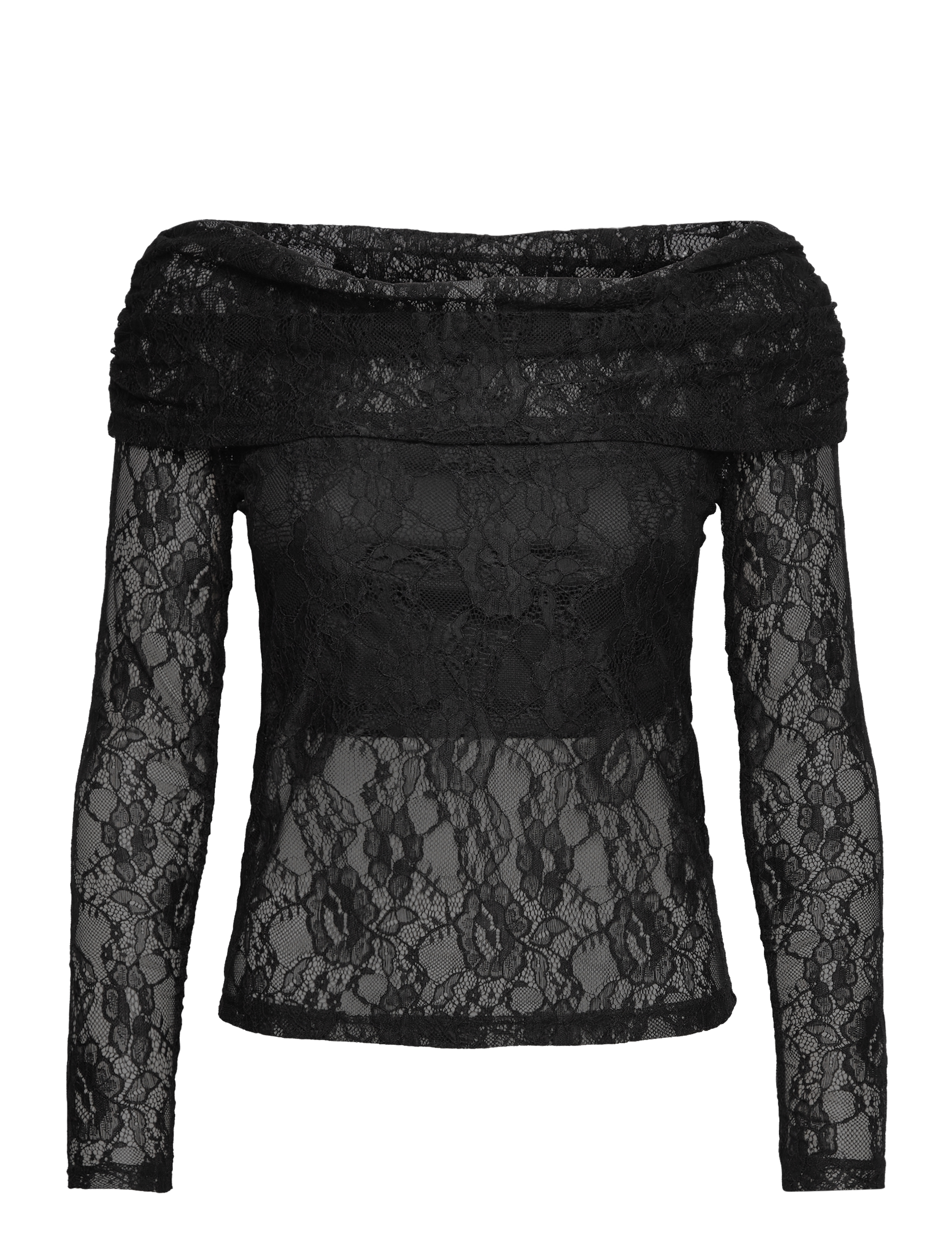 Selected SLFMISTA LS OFF SHOULDER LACE TOP -  - BLACK / black