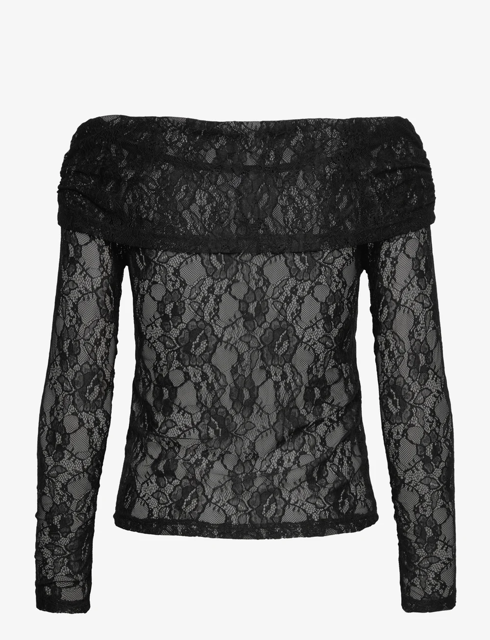 Selected - SLFMISTA LS OFF SHOULDER LACE TOP - pikkade varrukatega alussärgid - black - 2