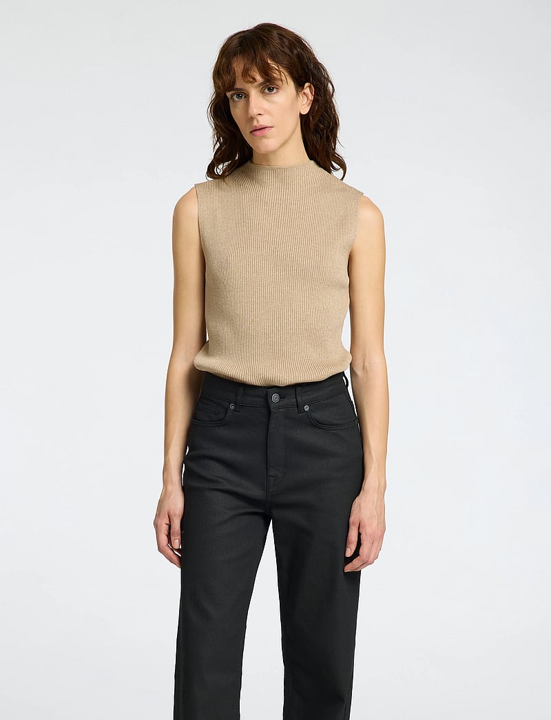 Selected - SLFLURA LUREX SL KNIT HIGH NECK - strikveste - irish cream - 0