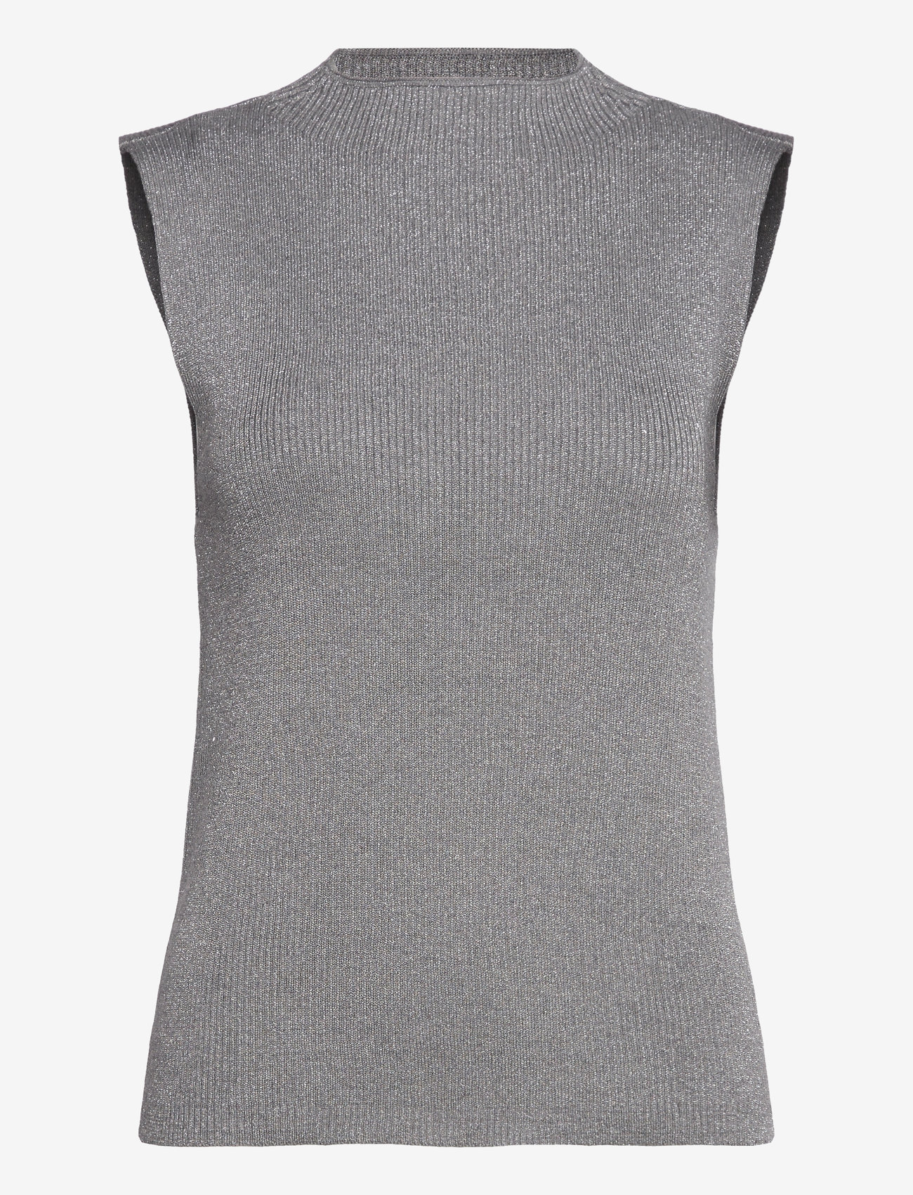 Selected - SLFLURA LUREX SL KNIT HIGH NECK - knitted vests - medium grey melange - 0