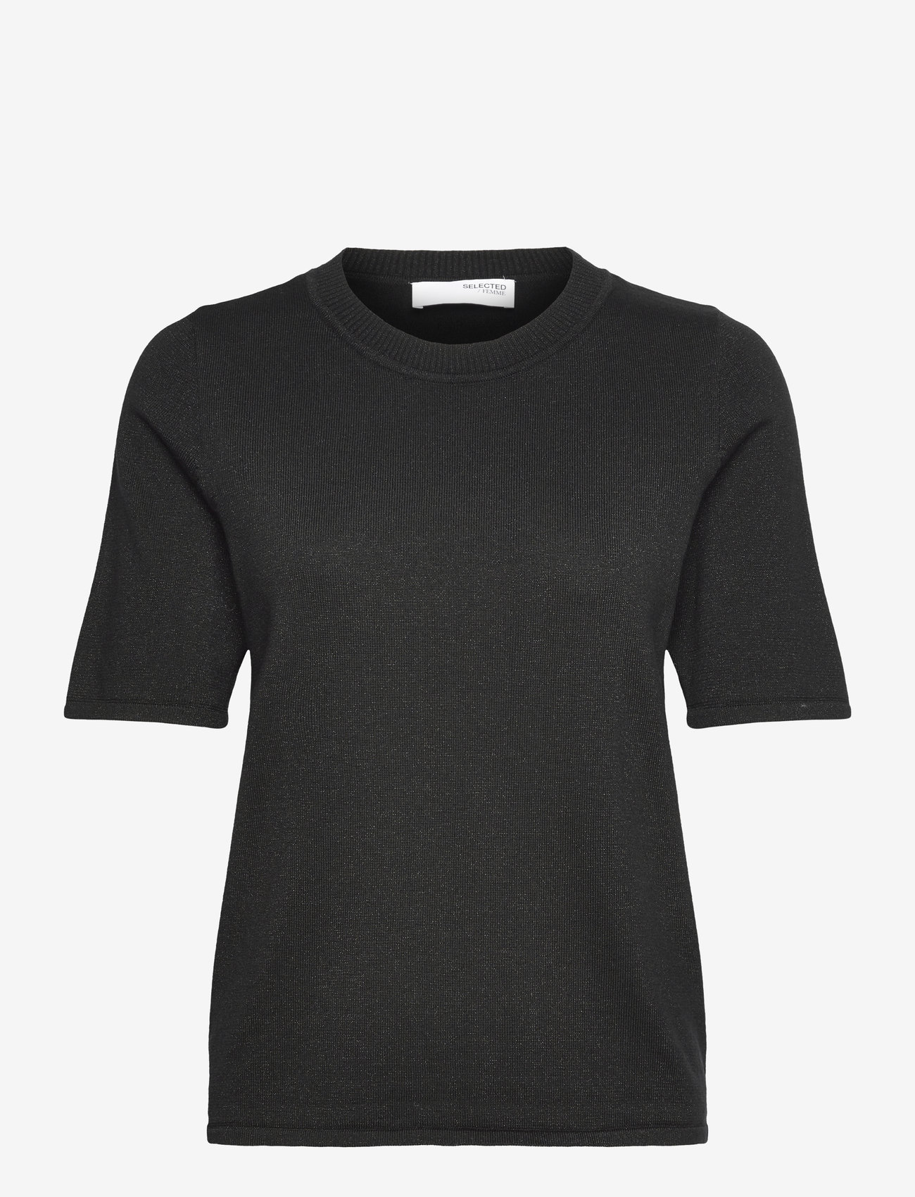 Selected - SLFLURA LUREX 2/4 KNIT O-NECK - pullover - black - 1