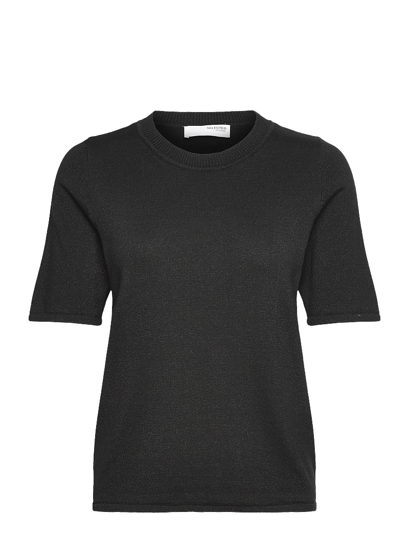 Selected - SLFLURA LUREX 2/4 KNIT O-NECK - pullover - black - 1