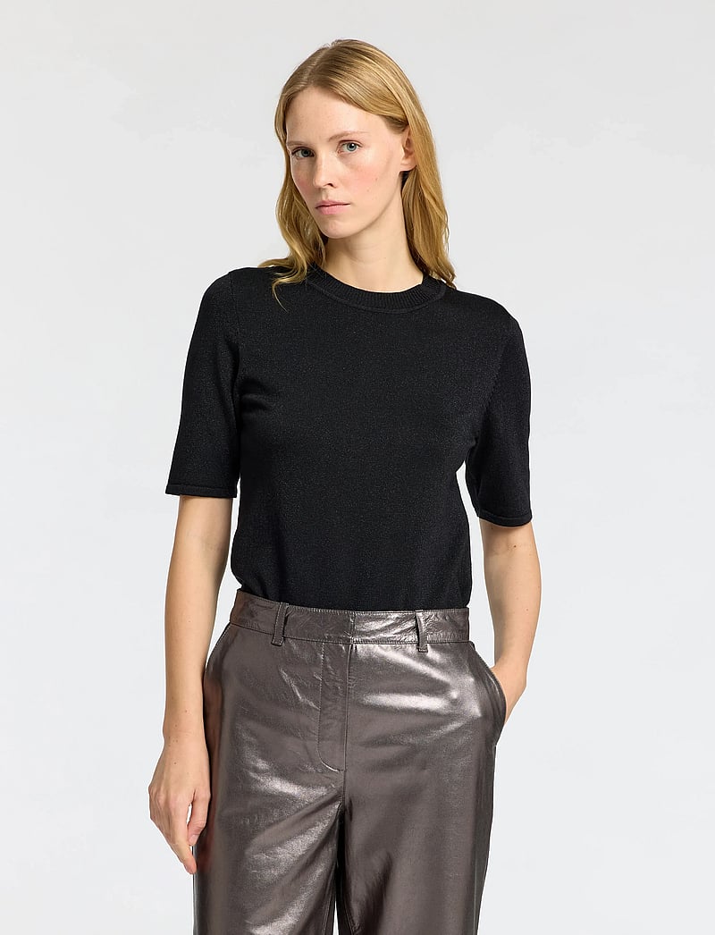 Selected - SLFLURA LUREX 2/4 KNIT O-NECK - pullover - black - 5