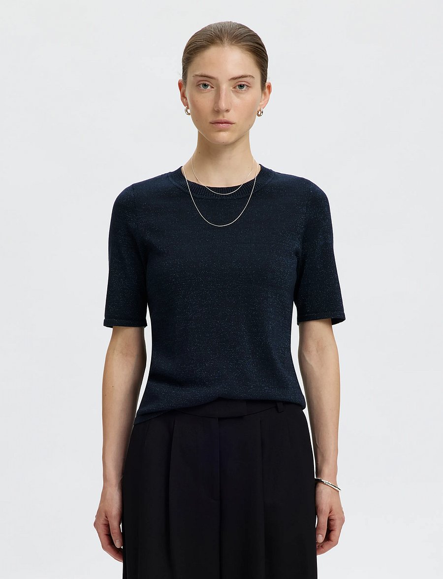 Selected - SLWLURA 2/4 KNIT O-NECK - pullover - dark sapphire - 0