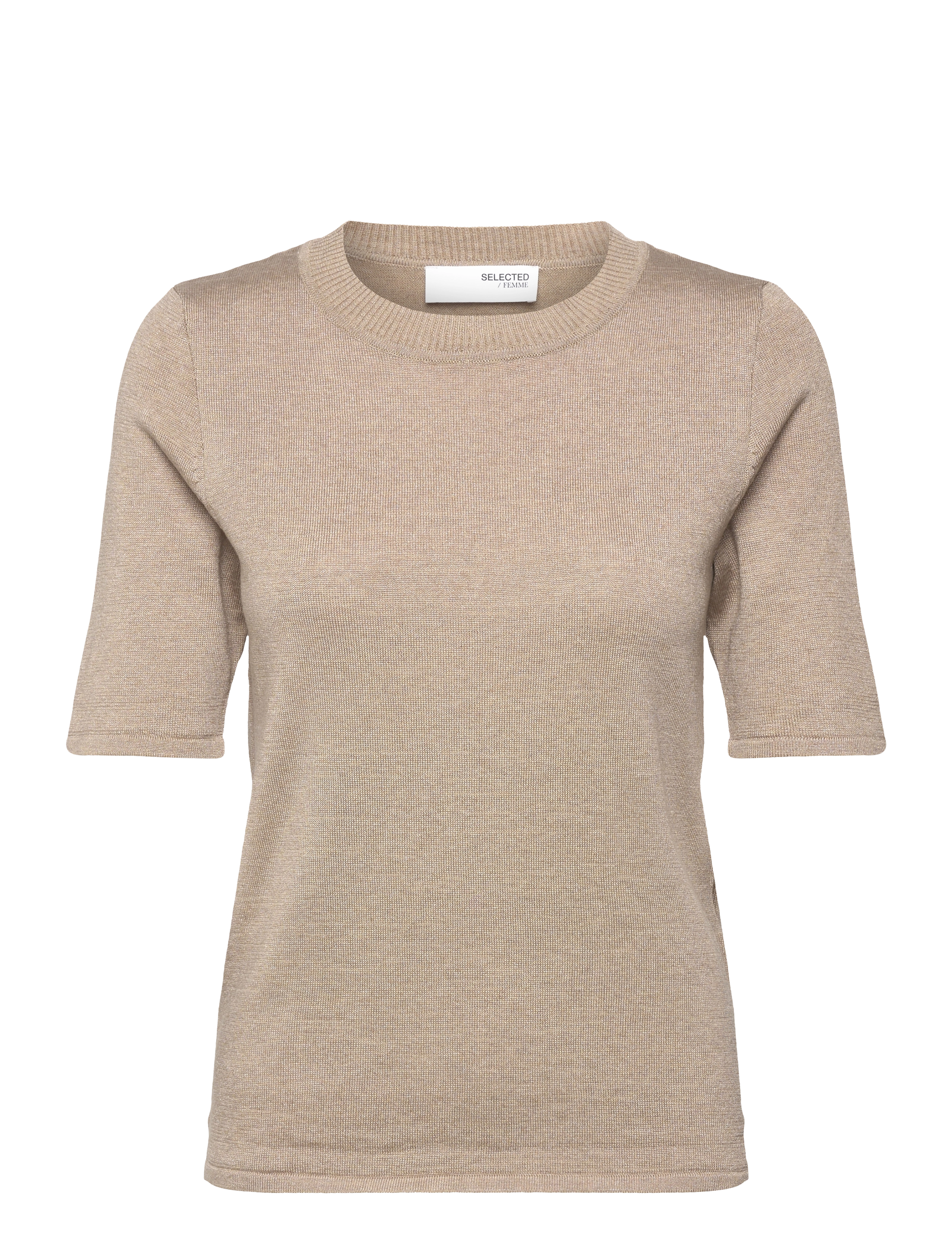 Selected SLWLURA 2/4 KNIT O-NECK - Pullover - IRISH CREAM / beige