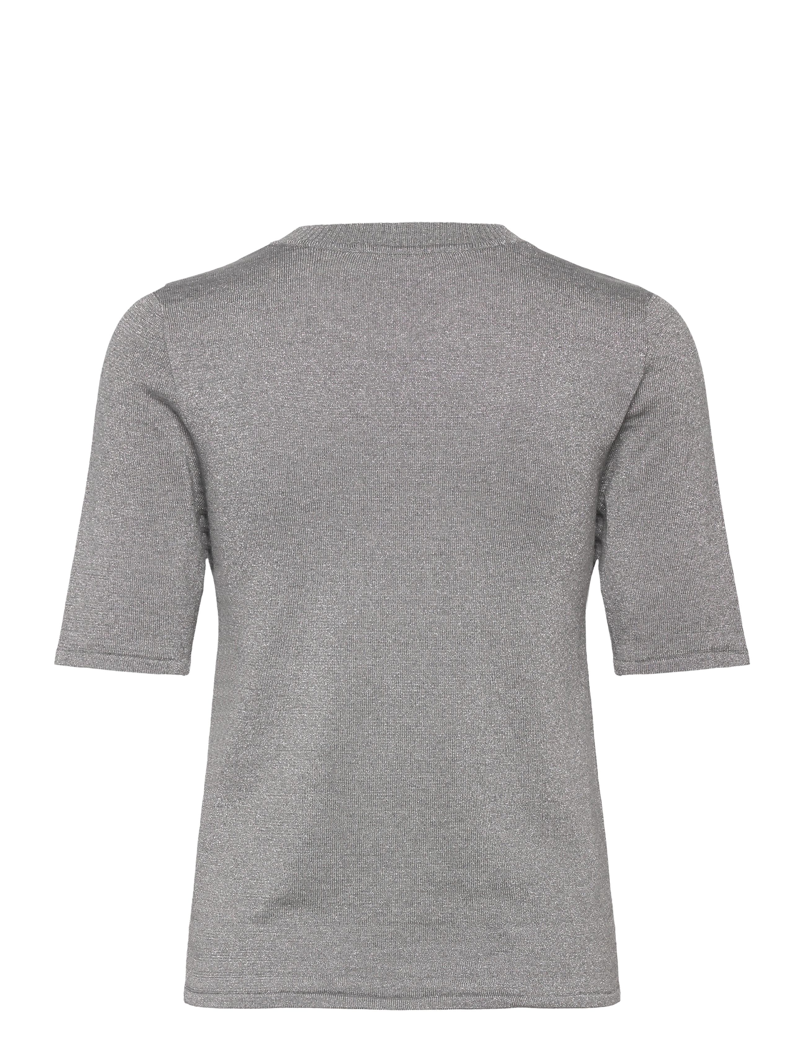 Selected - SLFLURA LUREX 2/4 KNIT O-NECK - t-shirts & tops - medium grey melange - 2