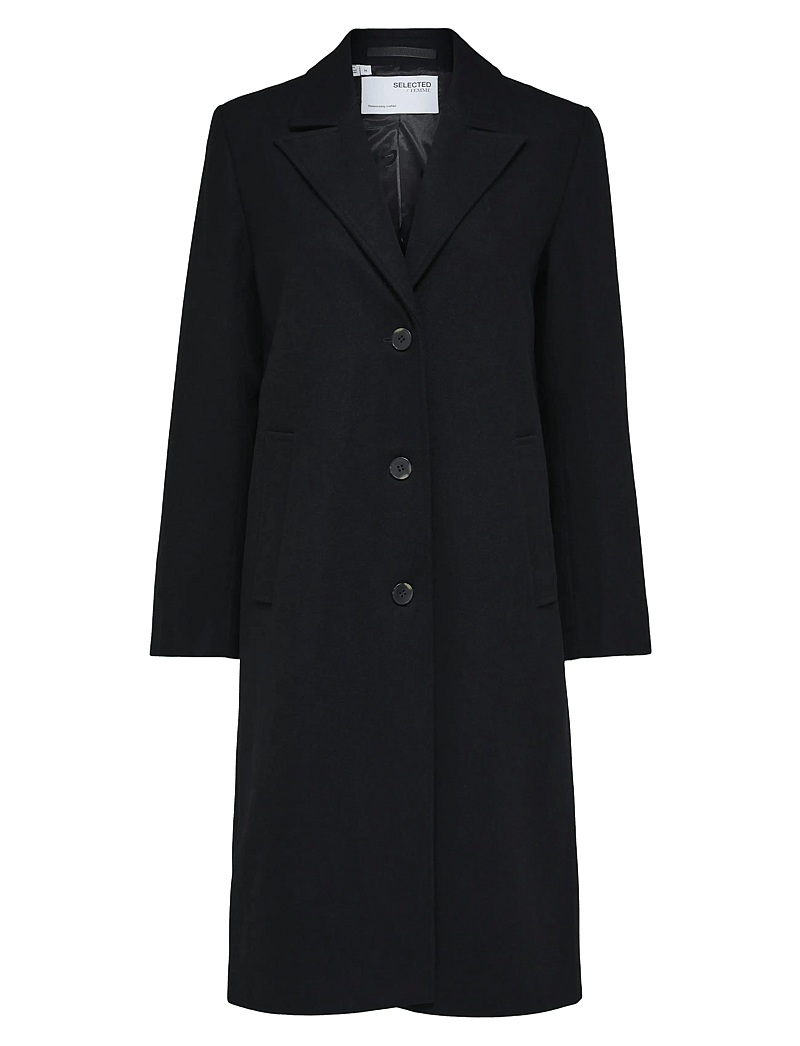 Selected - SLFNEW ALMA WOOL COAT NOOS - uldfrakker - black - 1