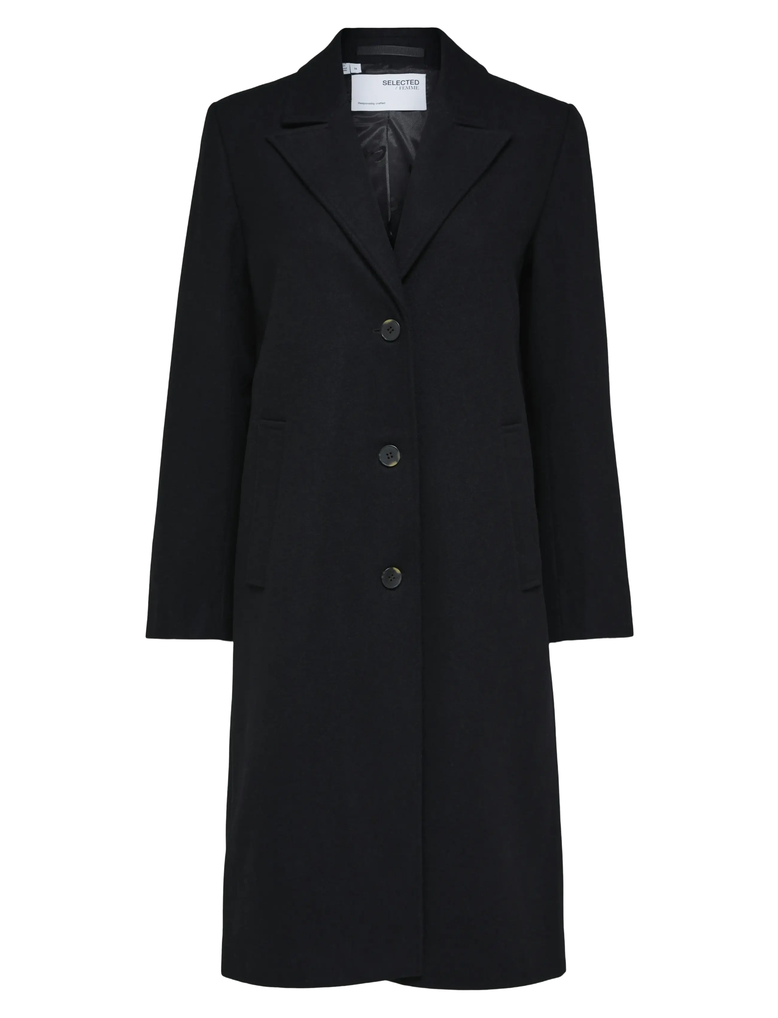 Selected SLFNEW ALMA WOOL COAT NOOS - Kläder - BLACK / black