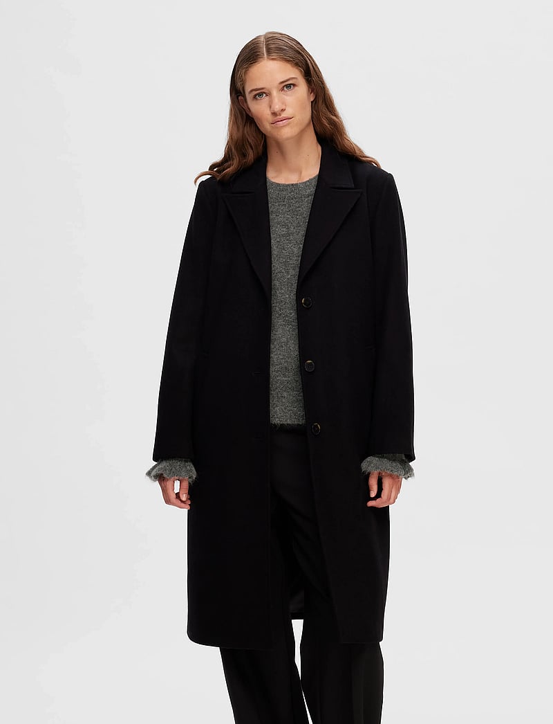 Selected - SLFNEW ALMA WOOL COAT NOOS - uldfrakker - black - 0