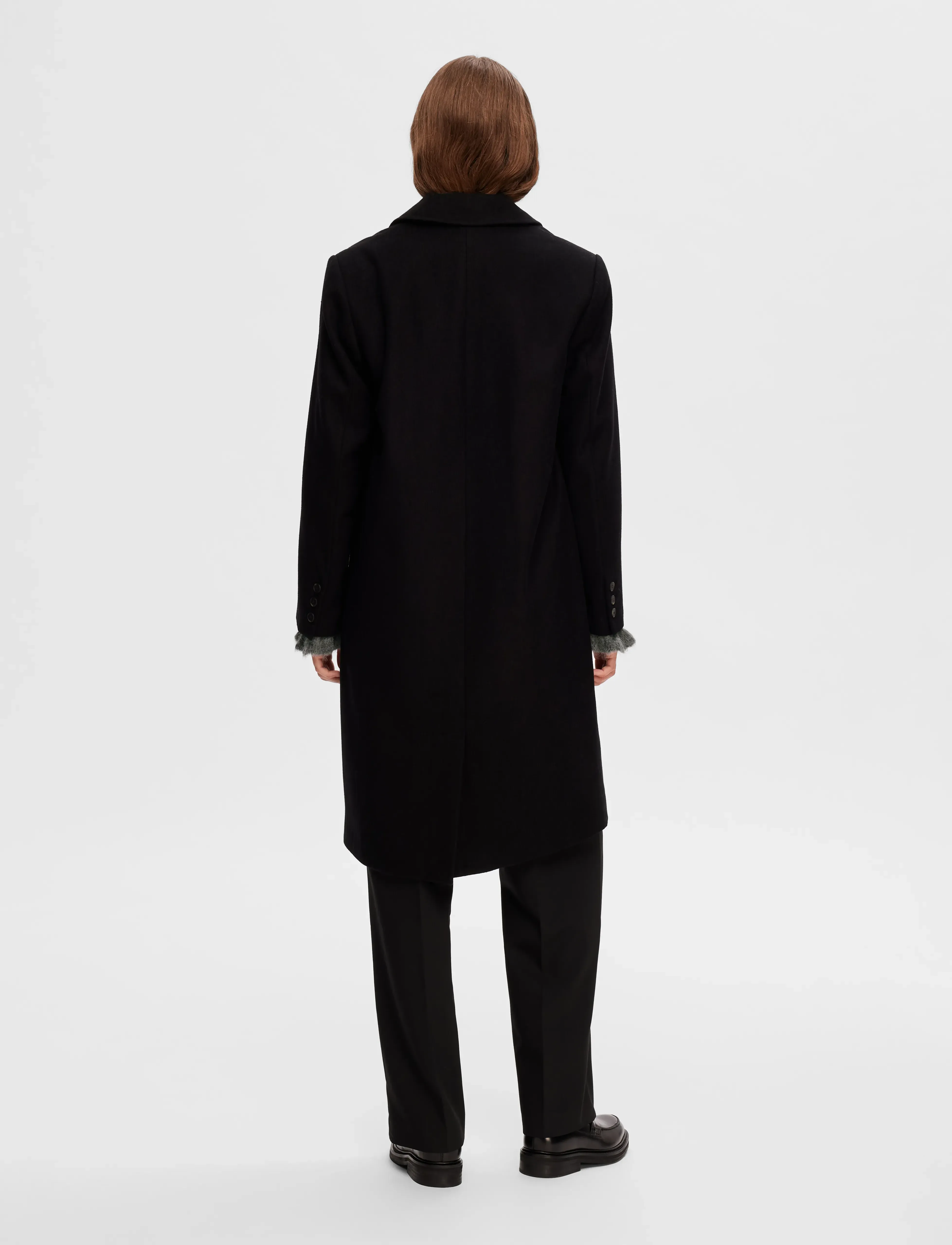 Selected - SLFNEW ALMA WOOL COAT NOOS - overtøj - black - 3