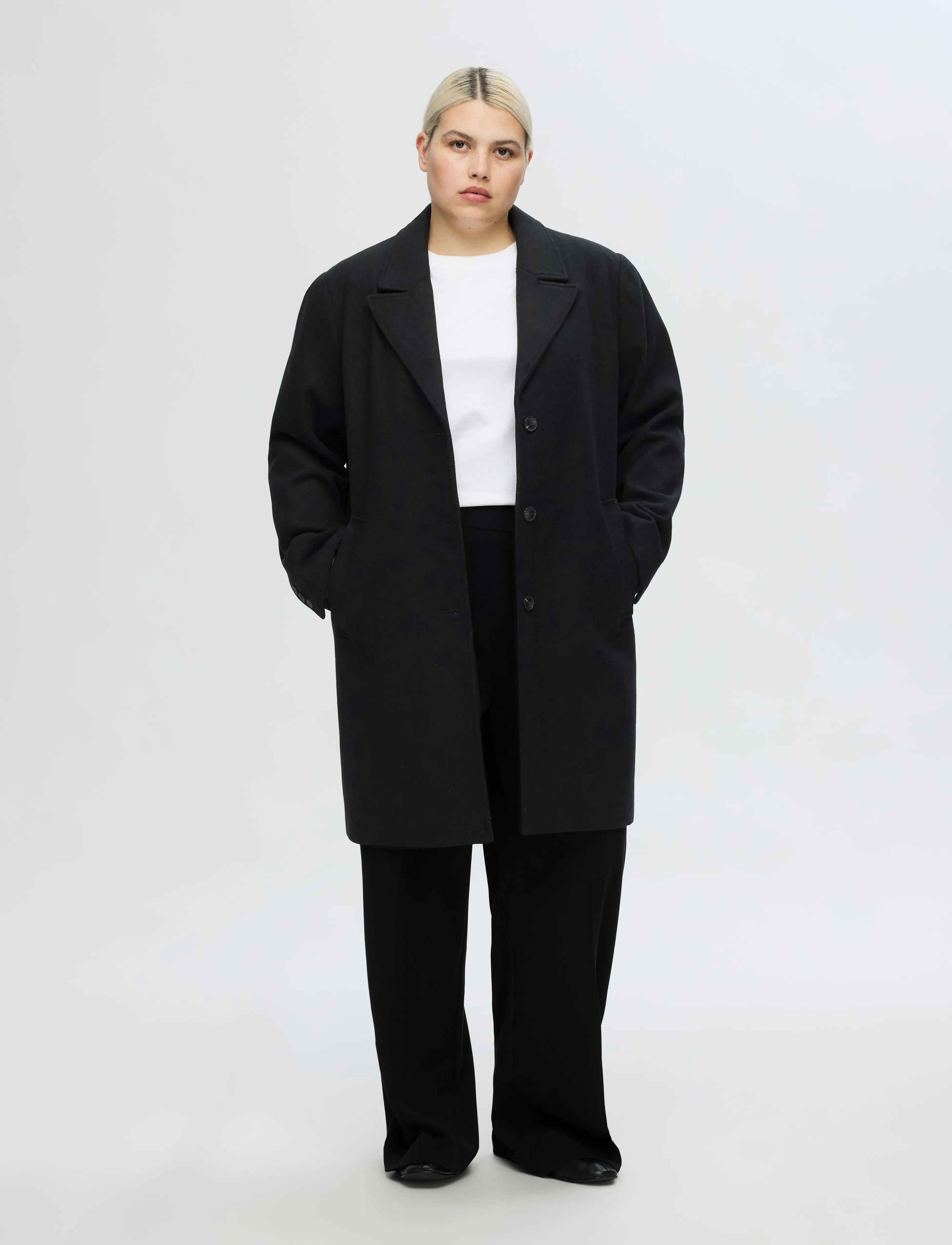 Selected - SLFNEW ALMA WOOL COAT NOOS - overtøj - black - 4