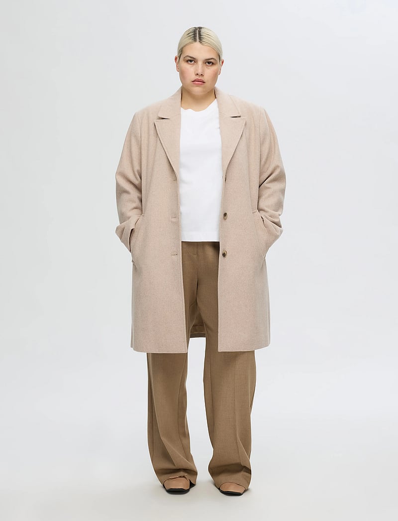 Selected - SLFNEW ALMA WOOL COAT NOOS - uldfrakker - sandshell - 4