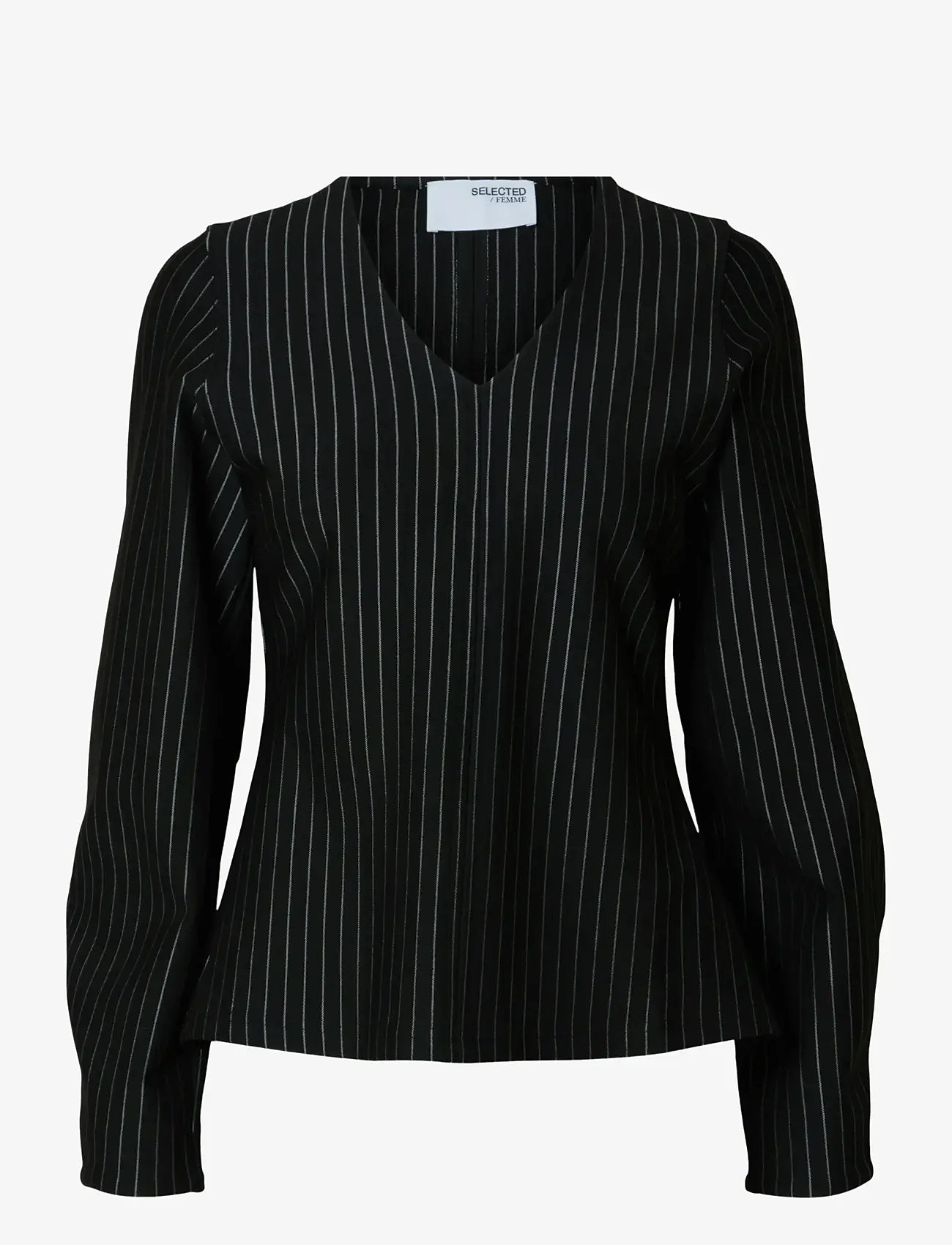 Selected - SLFPENNIE LS V-NECK TOP - langärmlige blusen - black - 1