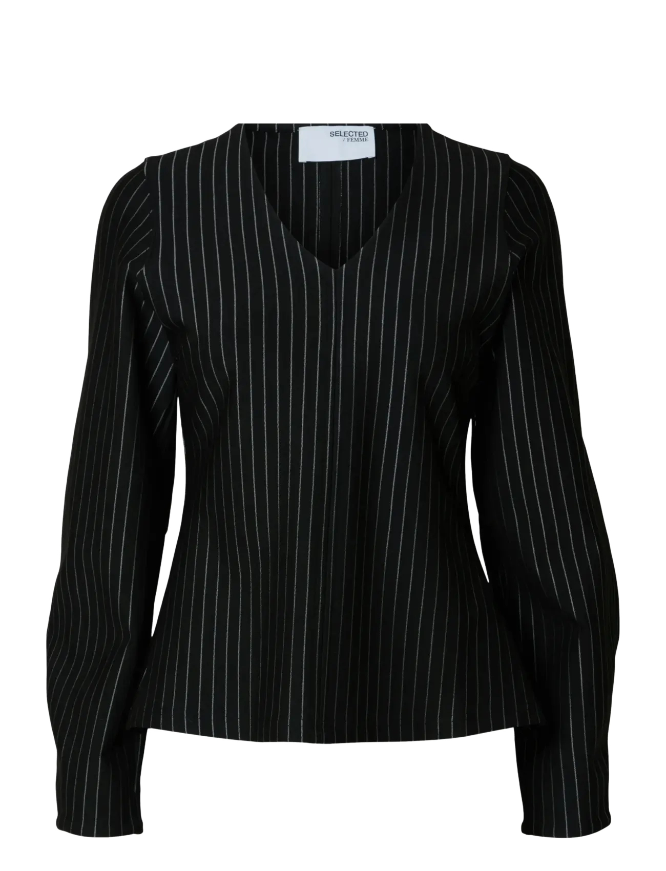 Selected SLFPENNIE LS V-NECK TOP - Blouses - BLACK / black