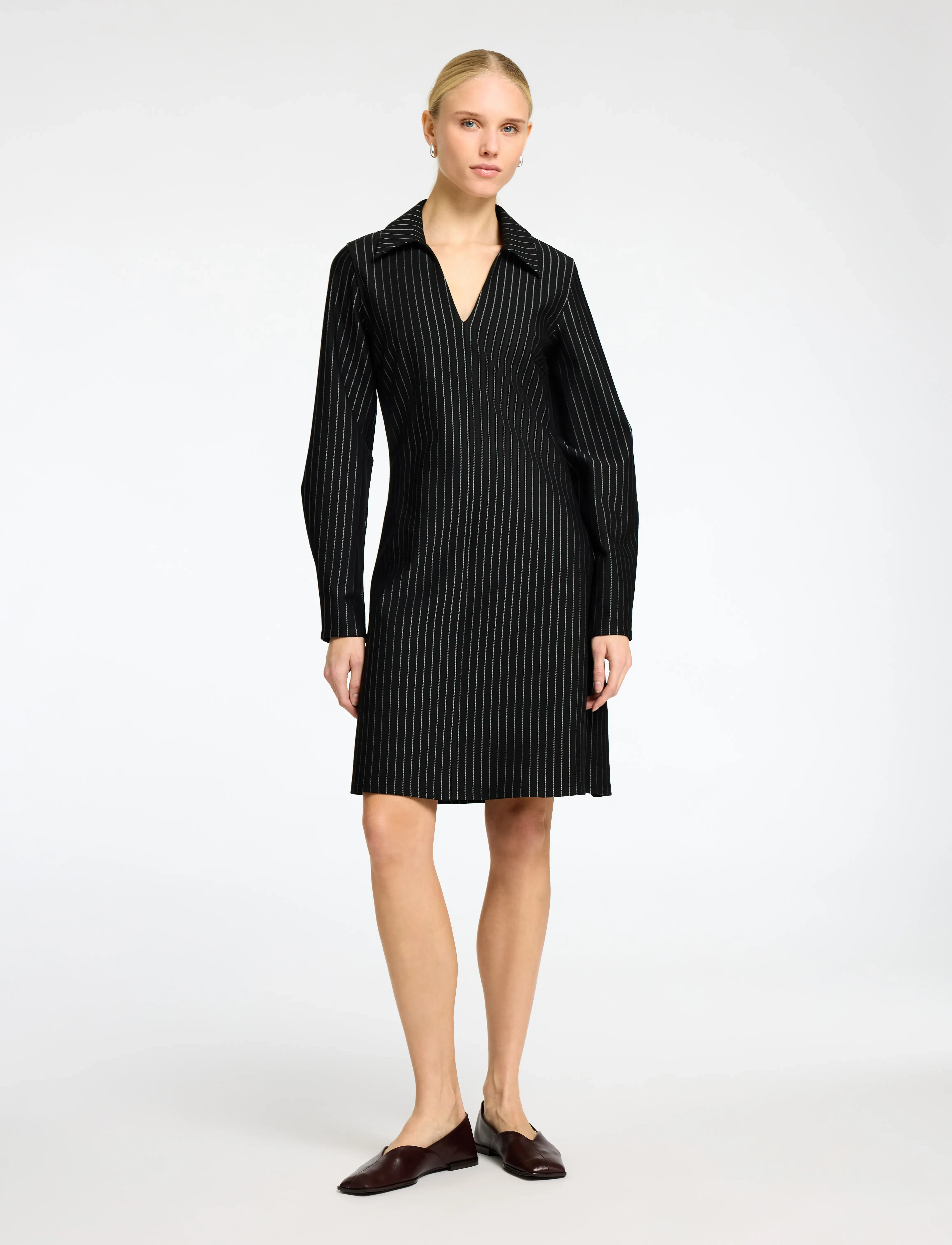 Selected - SLFPENNIE LS SHORT DRESS - hemdkleider - black - 4