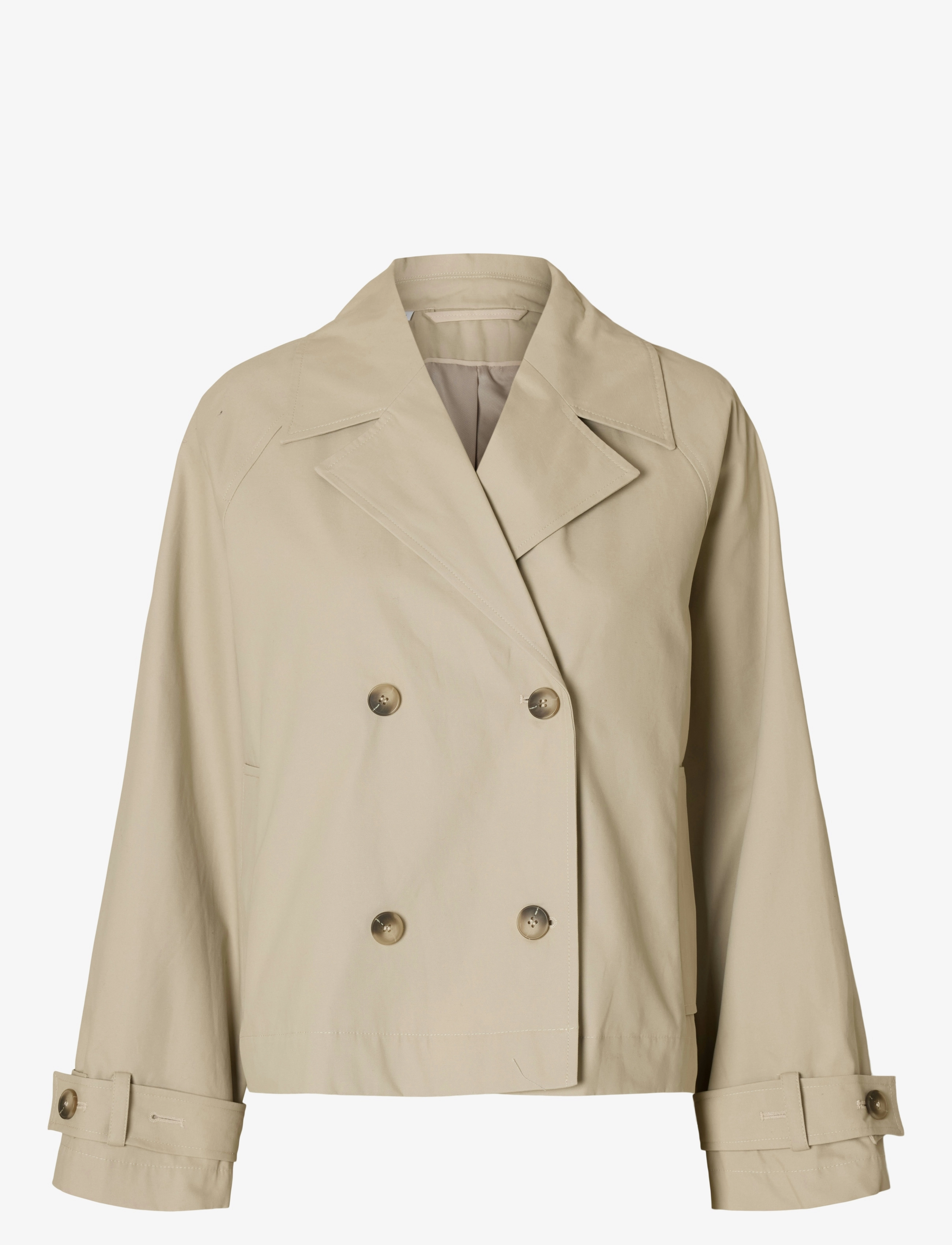 Selected SLFCILO SHORT TRENCHCOAT NOOS - Utilityjackor - ISLAND FOSSIL / cream