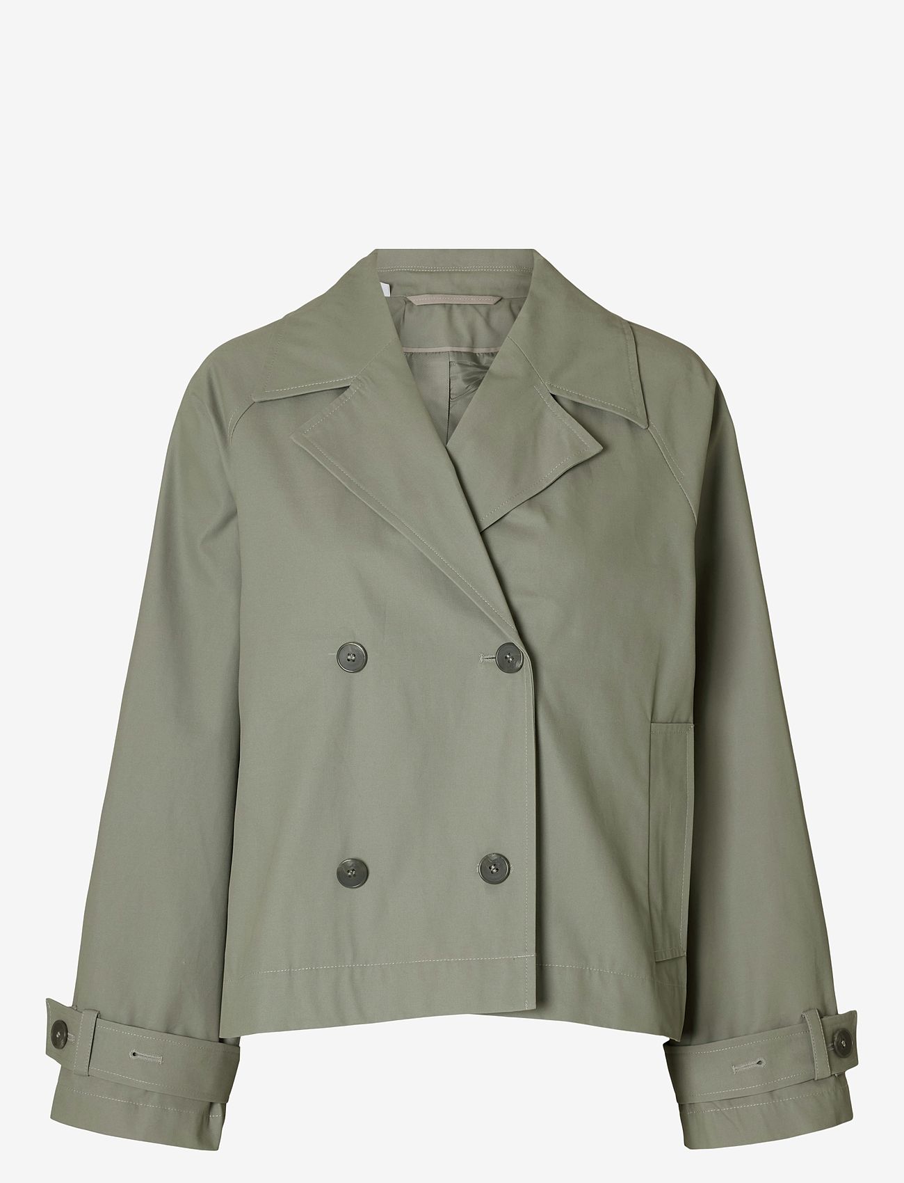 Selected - SLFCILO SHORT TRENCHCOAT NOOS - utility jassen - vetiver - 1