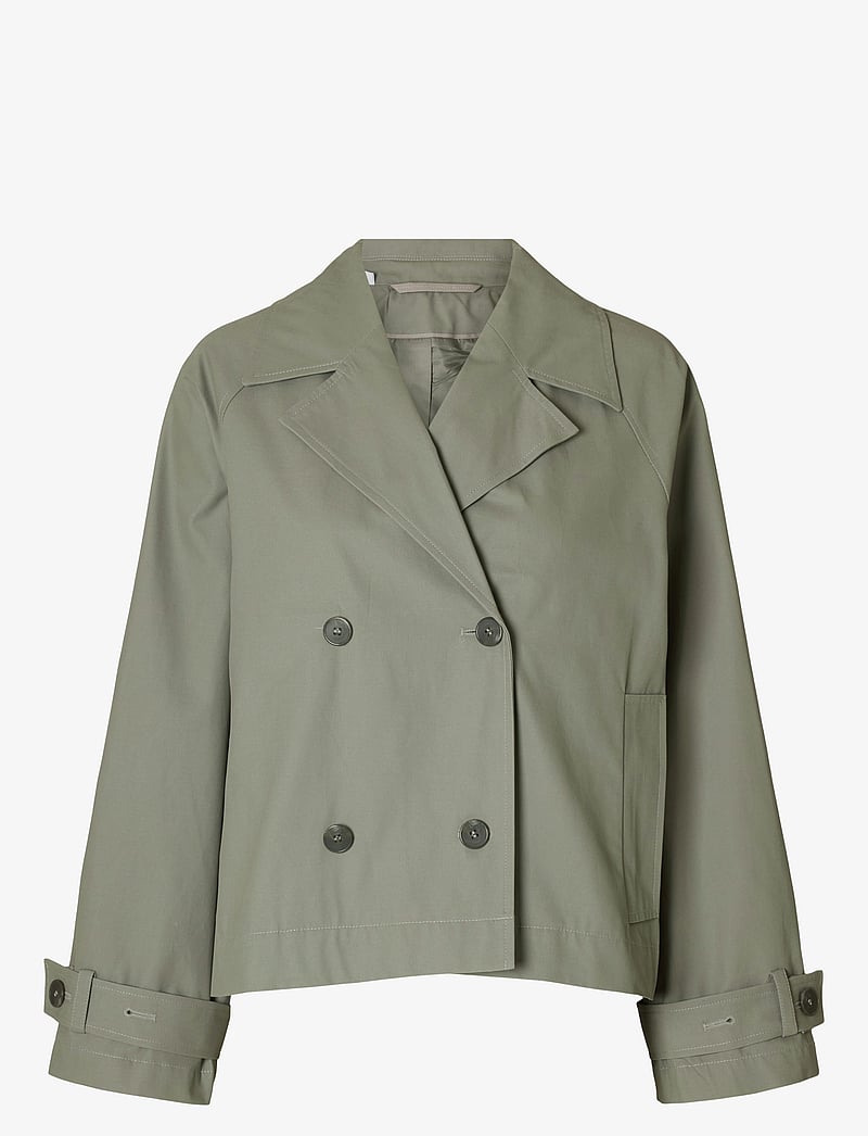 Selected - SLFCILO SHORT TRENCHCOAT NOOS - utility jassen - vetiver - 1