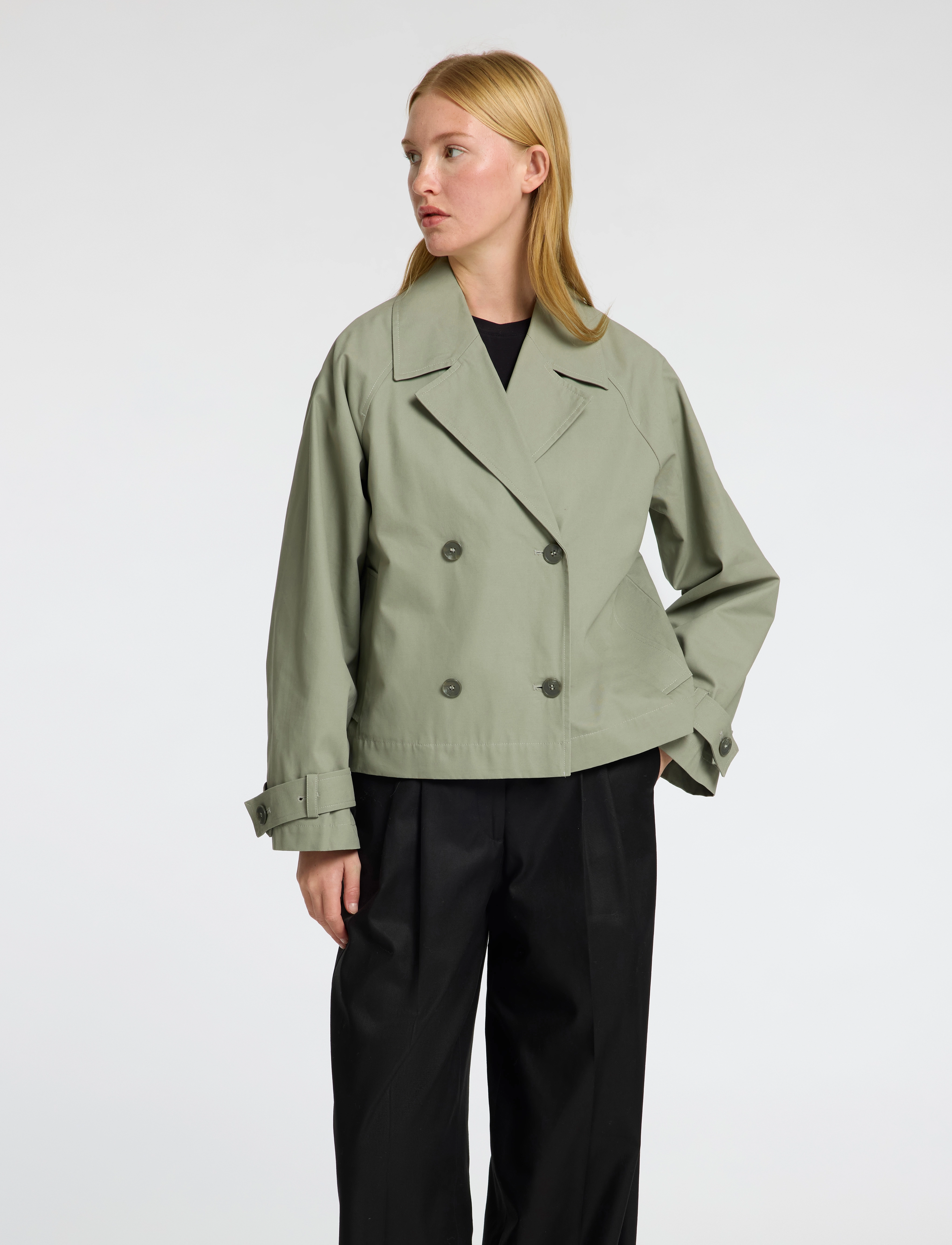 Selected SLFCILO SHORT TRENCHCOAT NOOS - Trenchcoats - VETIVER / green