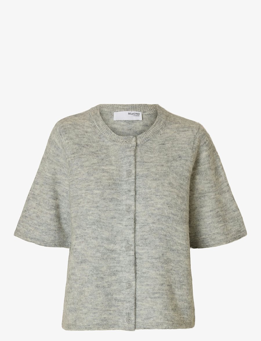 Selected - SLFLULU 2/4 KNIT CARDIGAN NOOS - strickjacken - light grey melange - 1