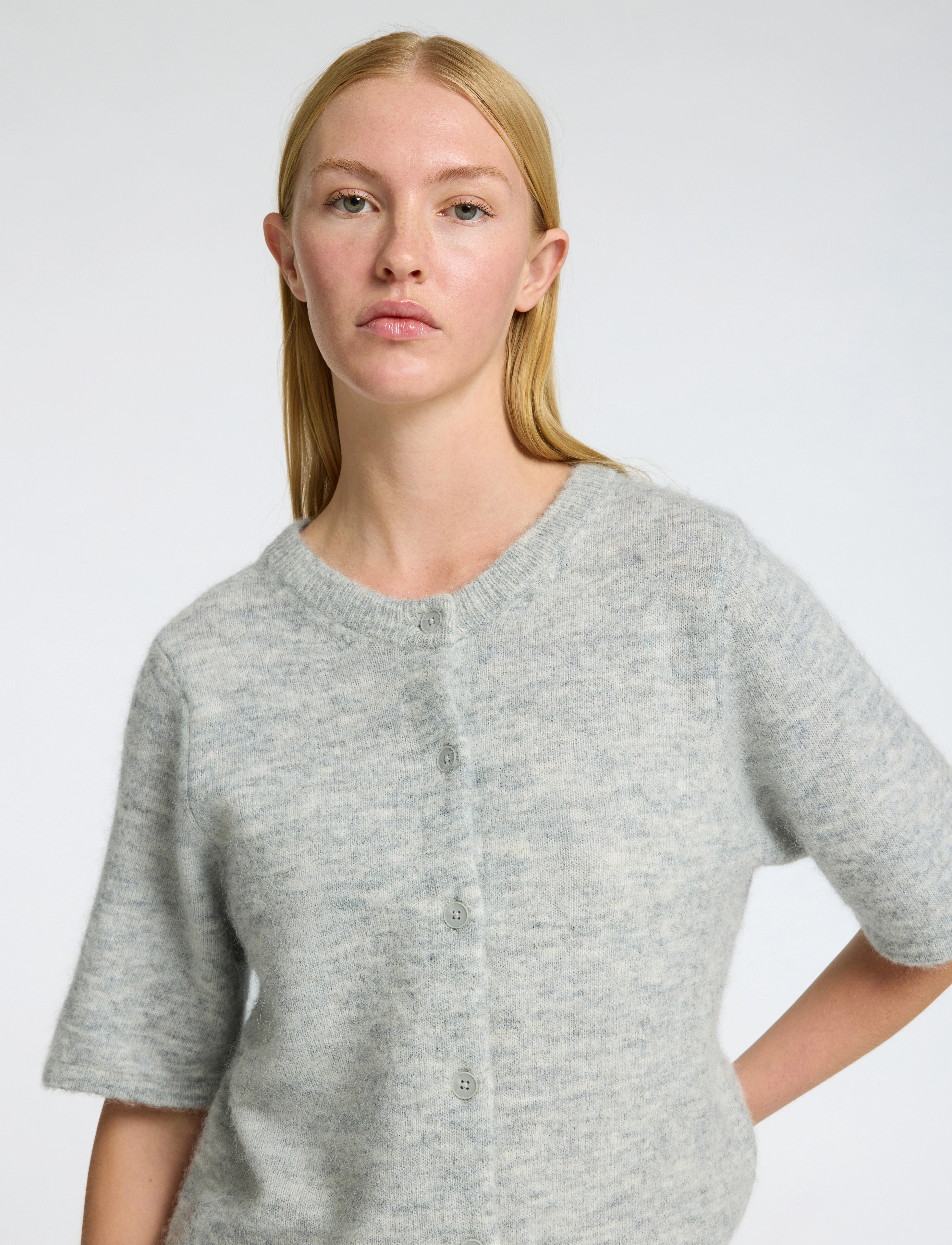 Selected - SLFLULU 2/4 KNIT CARDIGAN NOOS - strickjacken - light grey melange - 4