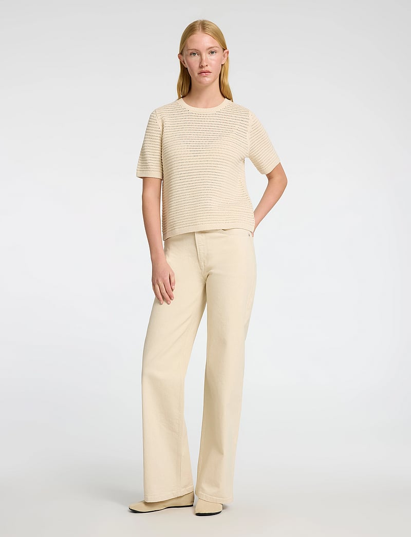 Selected - SLFVINNA SS STRUCTURE KNIT O-NECK NOOS - stickade tröjor - birch - 3