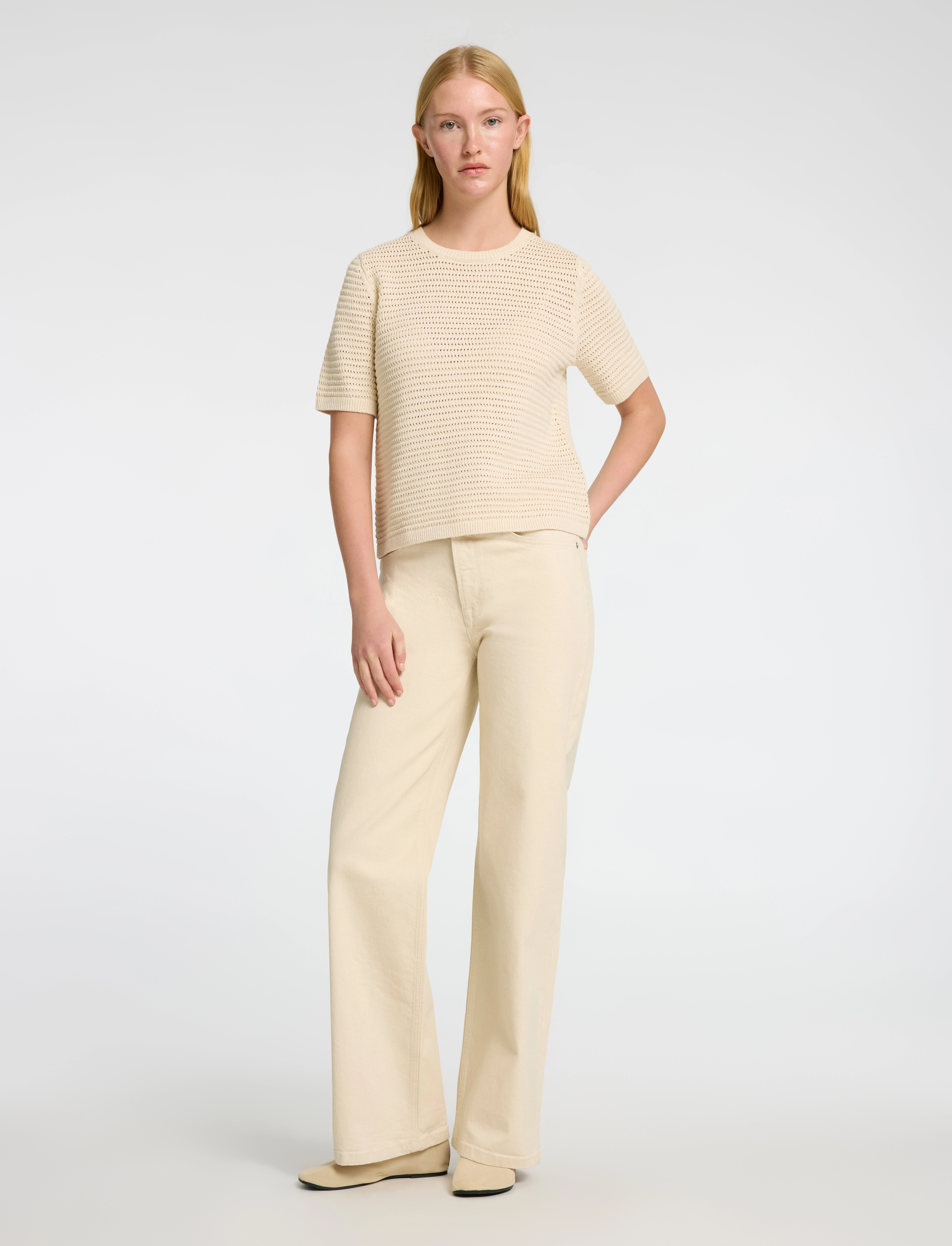 Selected - SLFVINNA SS STRUCTURE KNIT O-NECK NOOS - pullover - birch - 3