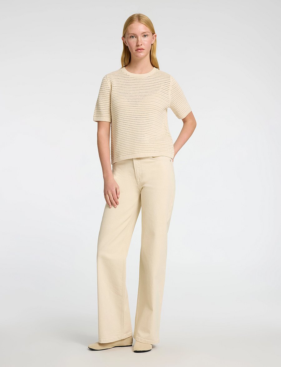 Selected - SLFVINNA SS STRUCTURE KNIT O-NECK NOOS - pullover - birch - 3