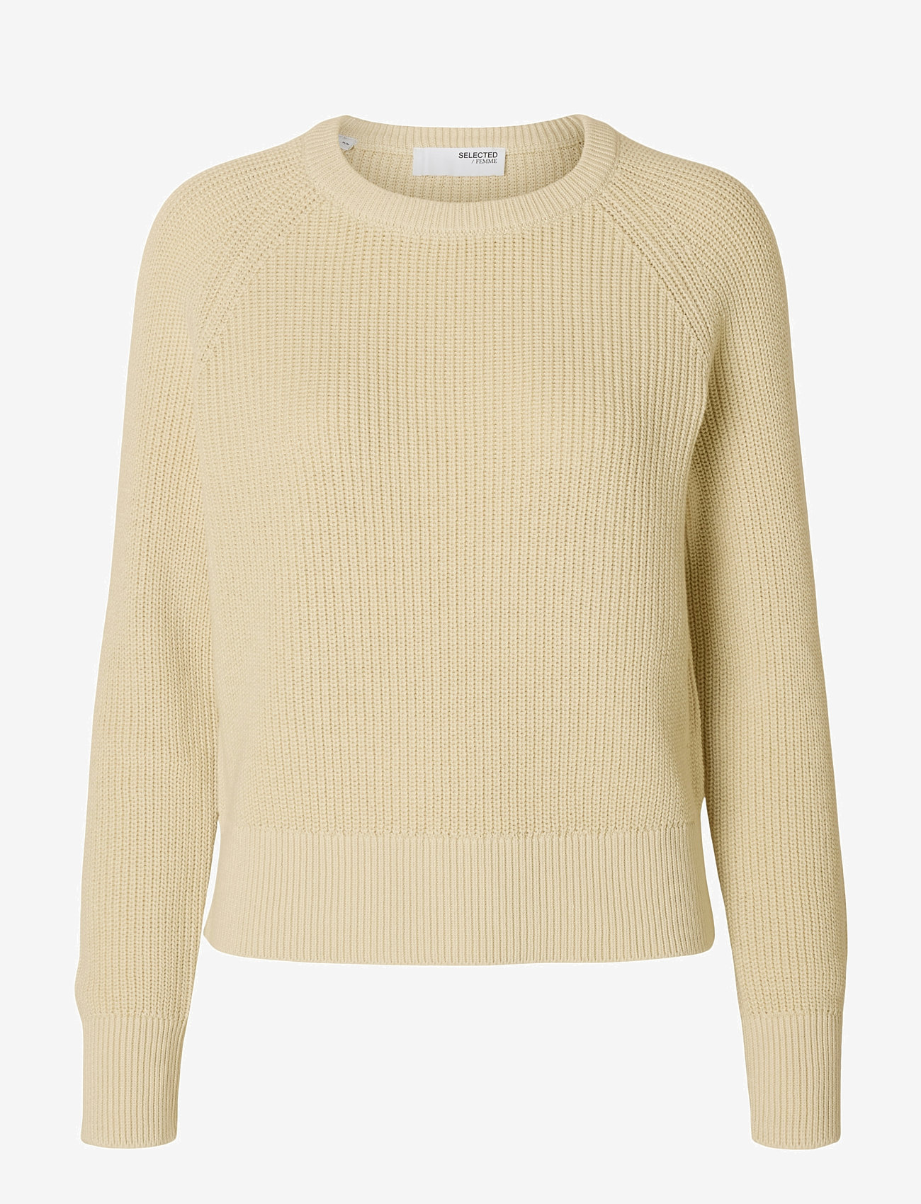 Selected - SLFBIRLA LS KNIT SHORT O-NECK - stickade tröjor - birch - 1