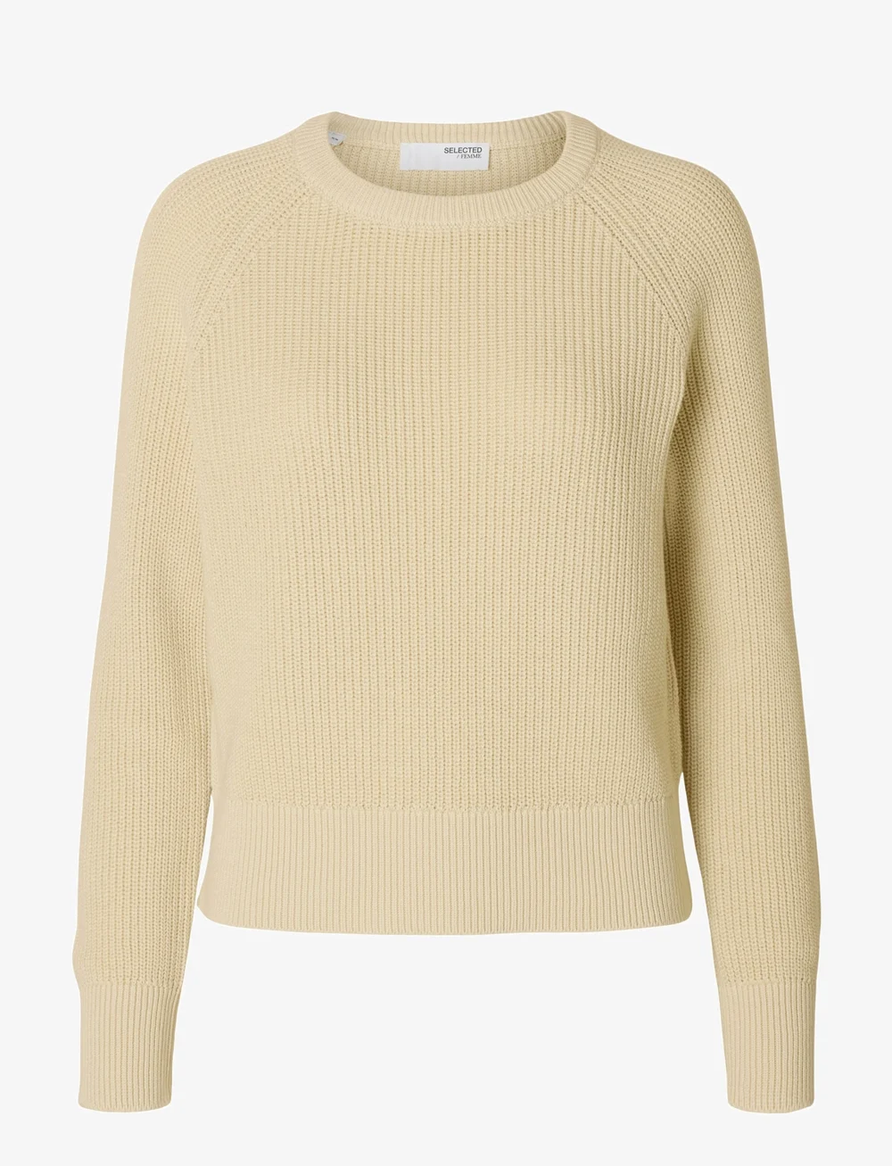 Selected - SLFBIRLA LS KNIT SHORT O-NECK - striktrøjer - birch - 1