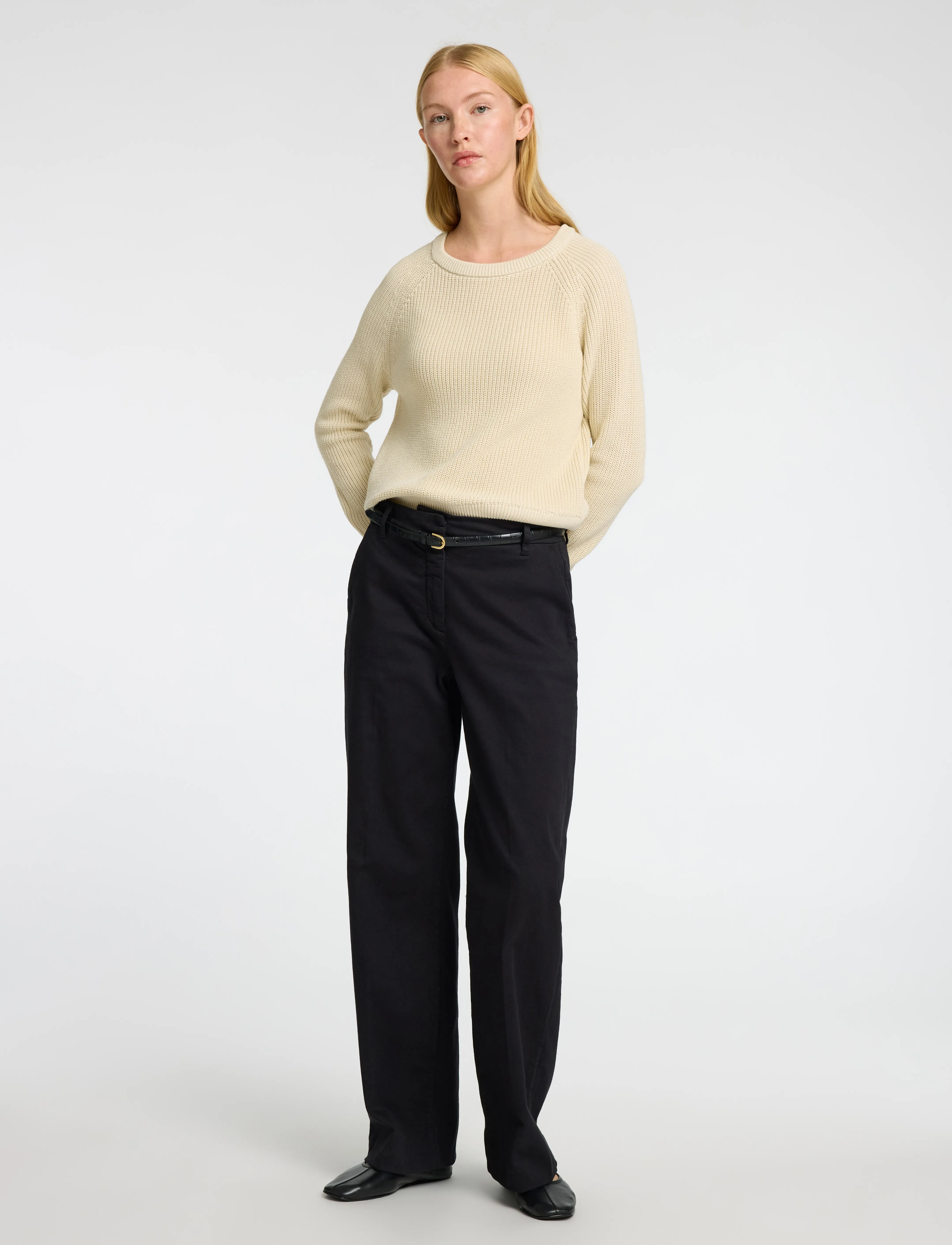 Selected - SLFBIRLA LS KNIT SHORT O-NECK - stickade tröjor - birch - 3