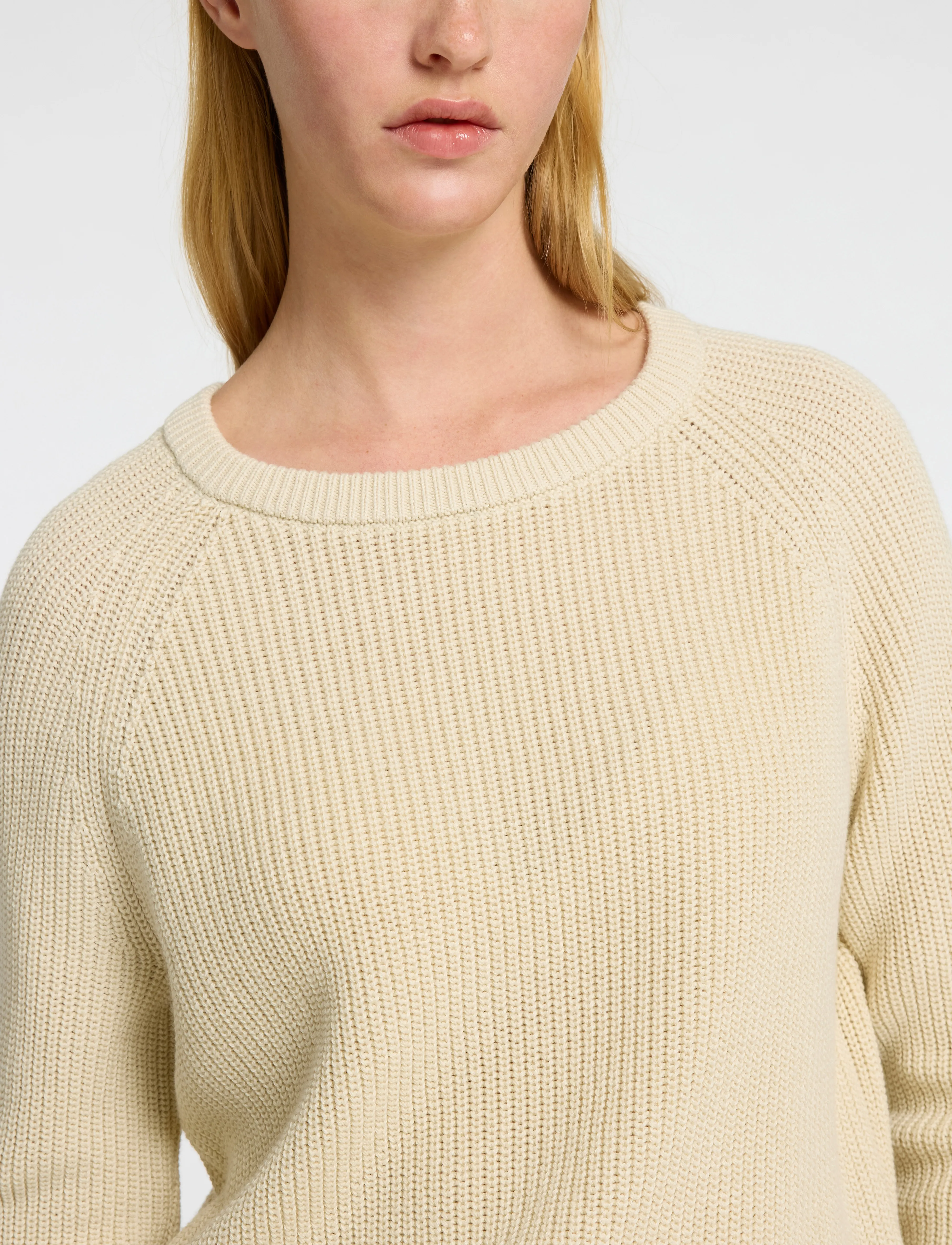 Selected - SLFBIRLA LS KNIT SHORT O-NECK - stickade tröjor - birch - 4