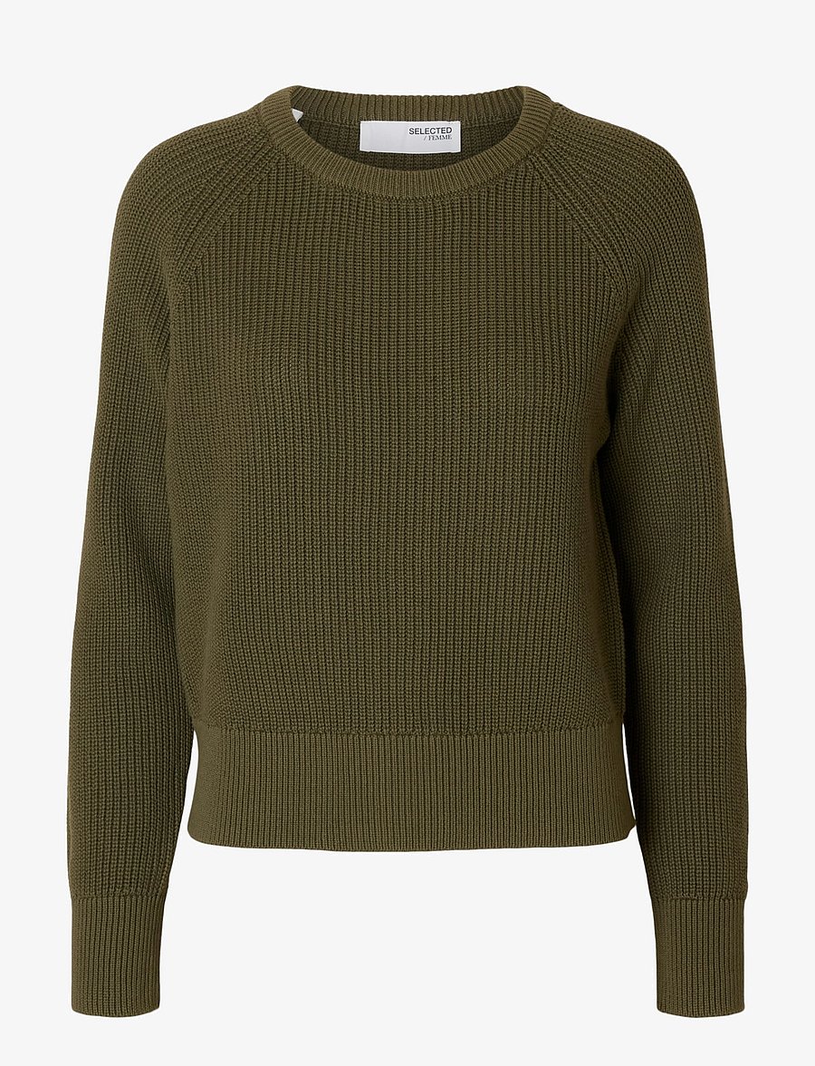 Selected - SLFBIRLA LS KNIT SHORT O-NECK - pulls - kalamata - 1