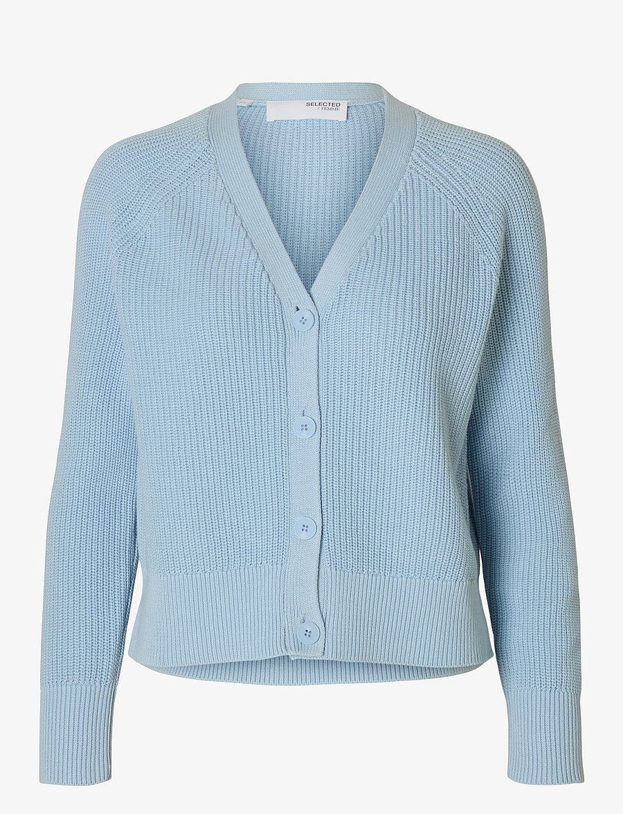 Selected - SLFBIRLA LS KNIT SHORT CARDIGAN - strickjacken - cashmere blue - 1
