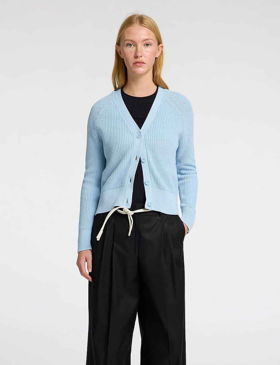 Selected - SLFBIRLA LS KNIT SHORT CARDIGAN - strickjacken - cashmere blue - 0