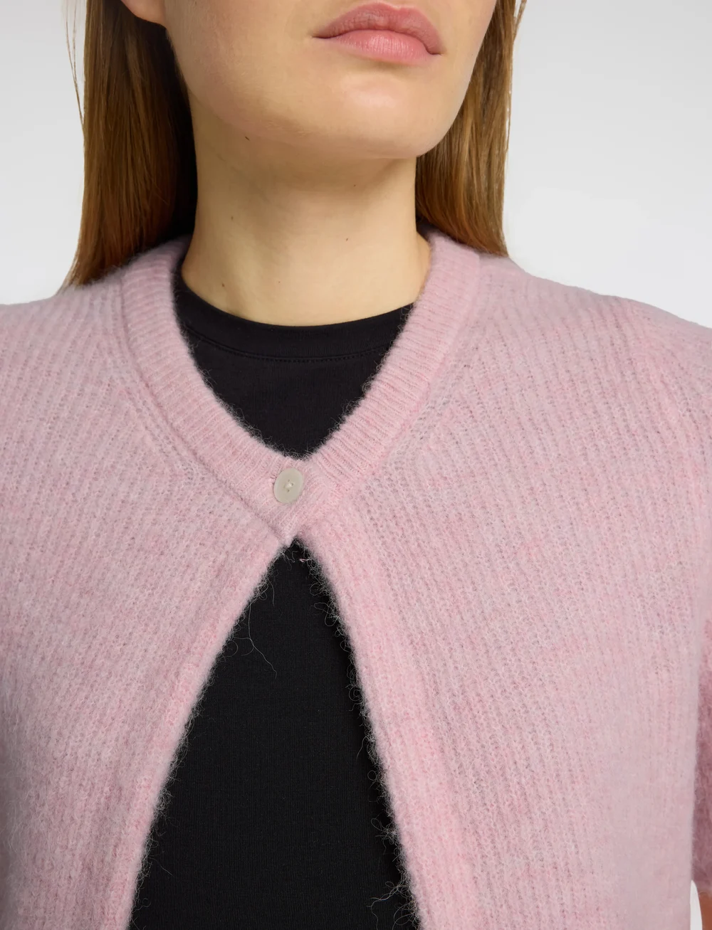 Selected - SLFSIA RAS 2/4 RIB KNIT CARDIGAN NOOS - koftor - bleached mauve - 3