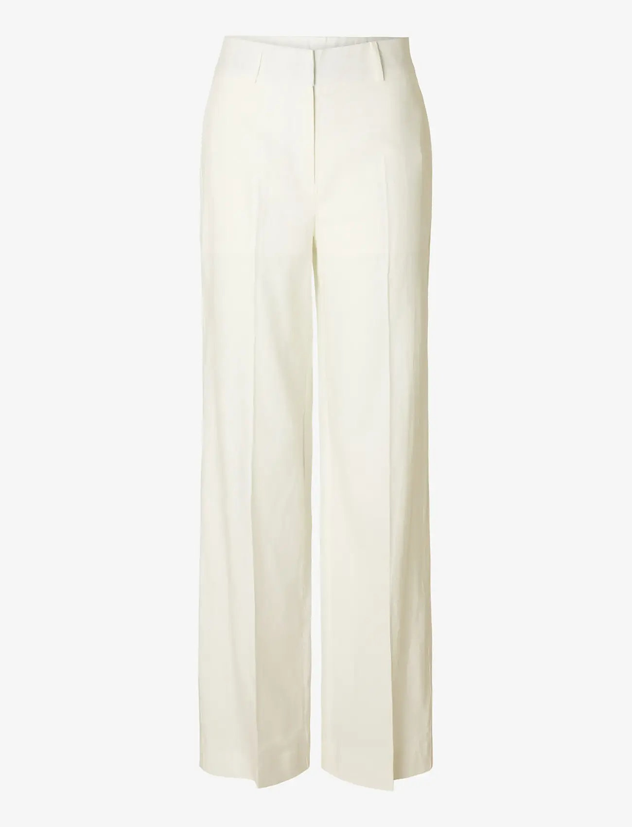 Selected - SLFTANIA-RITA MW WIDE PANT NOOS - linnebyxor - bright white - 1
